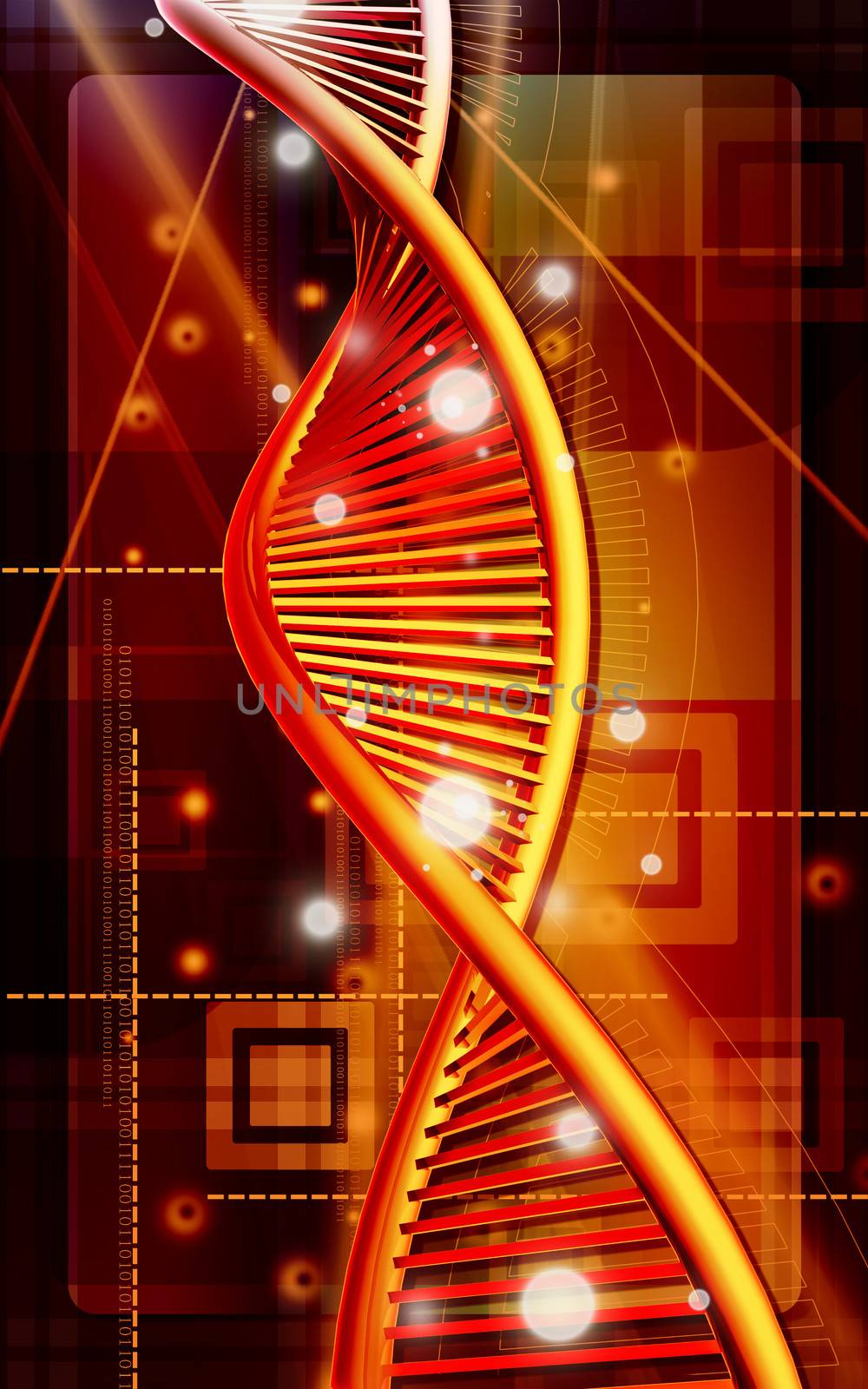 Digital illustration of a dna in digital background