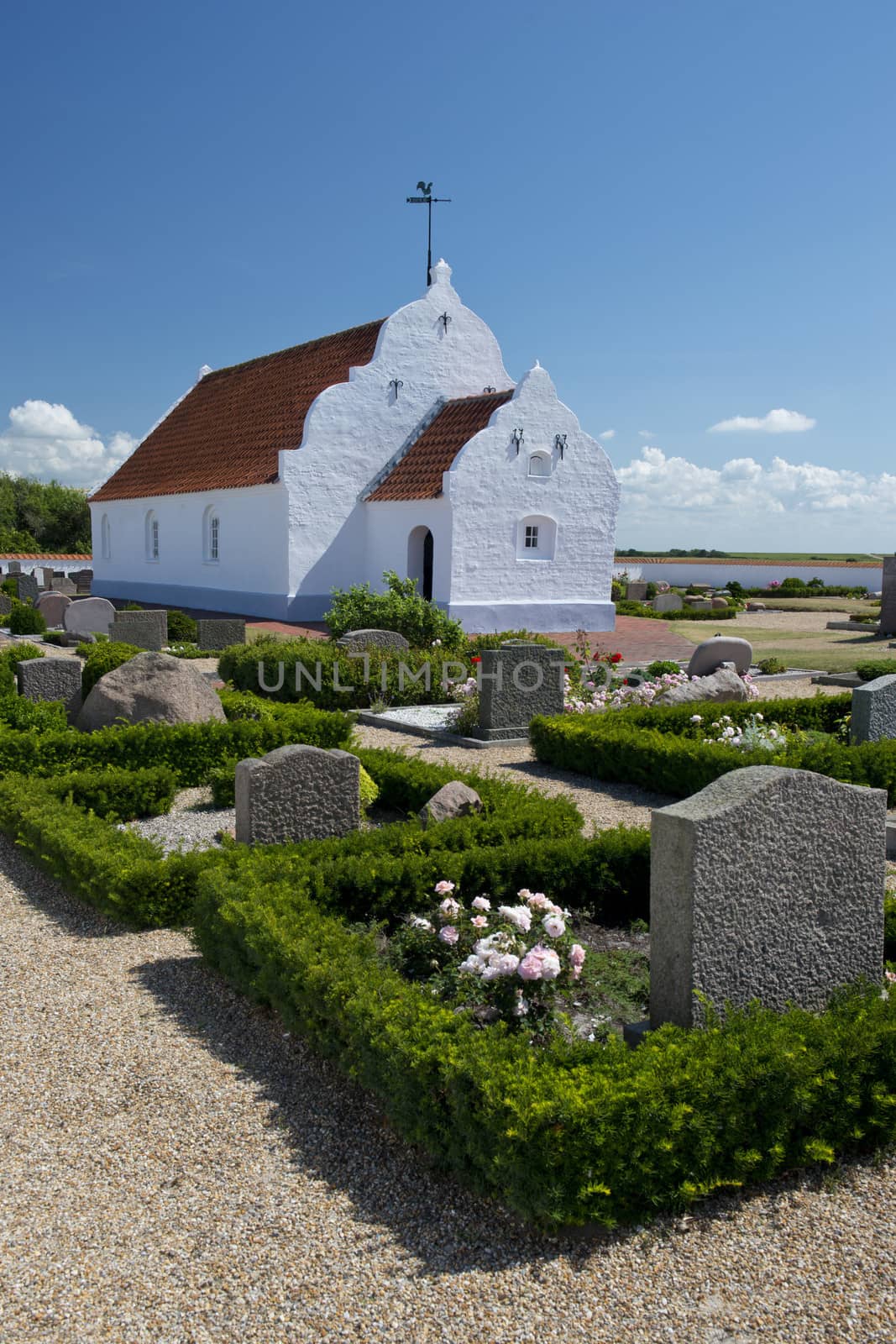 Church on the island of Mando, in the Wadden Sea Park of Denmark