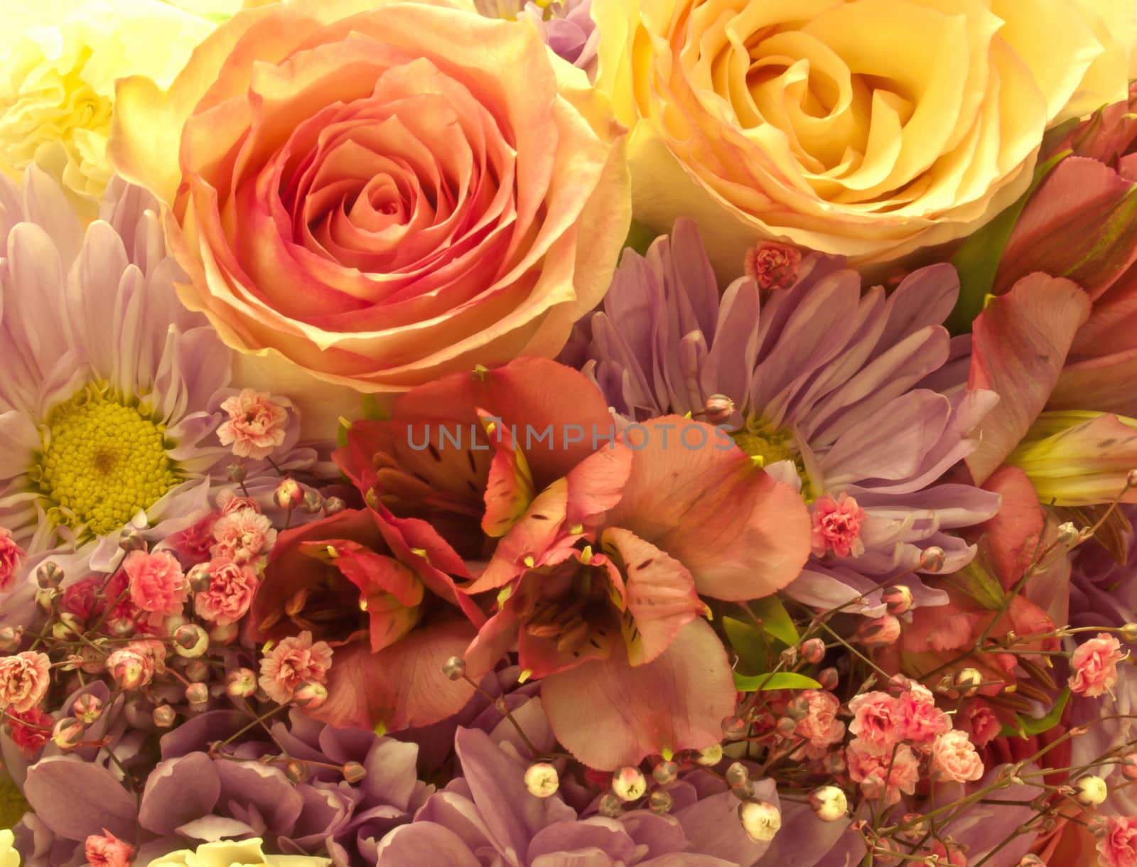 spring bouquet with assorted pretty flowers