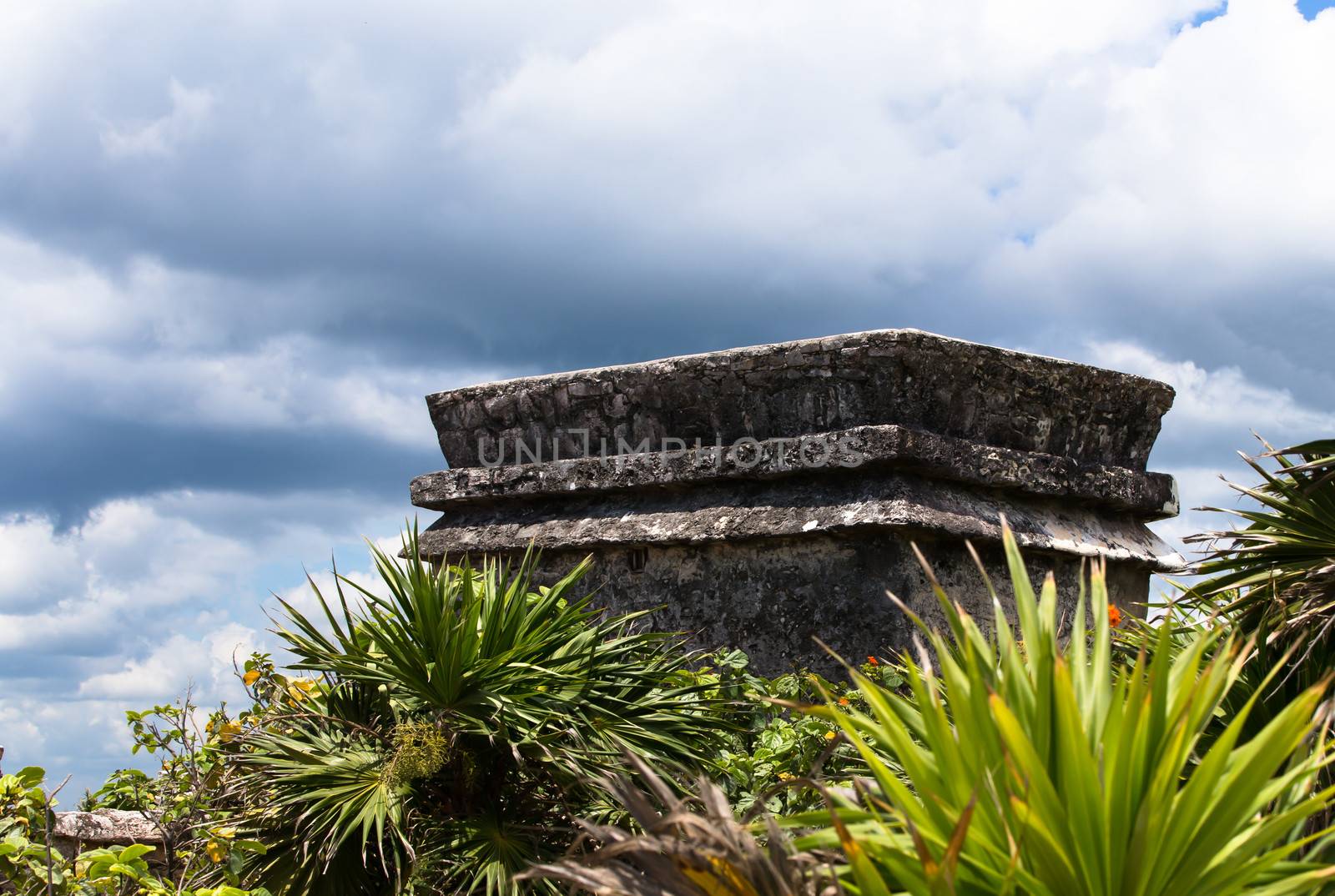 Temple of the Descending God at Tulum Mexico, one of the most tree famous temples