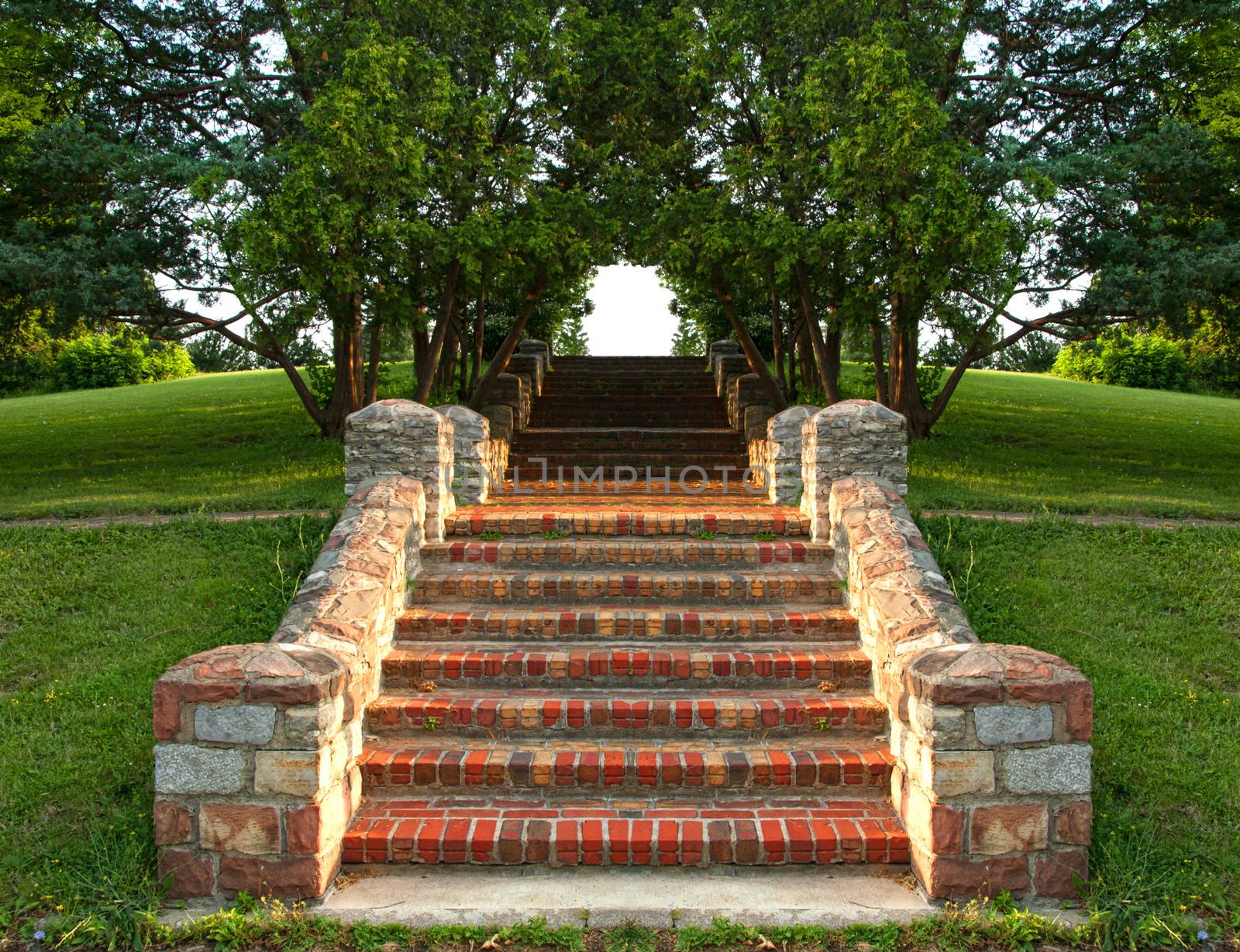 brick stairway leading up a hill outdoors