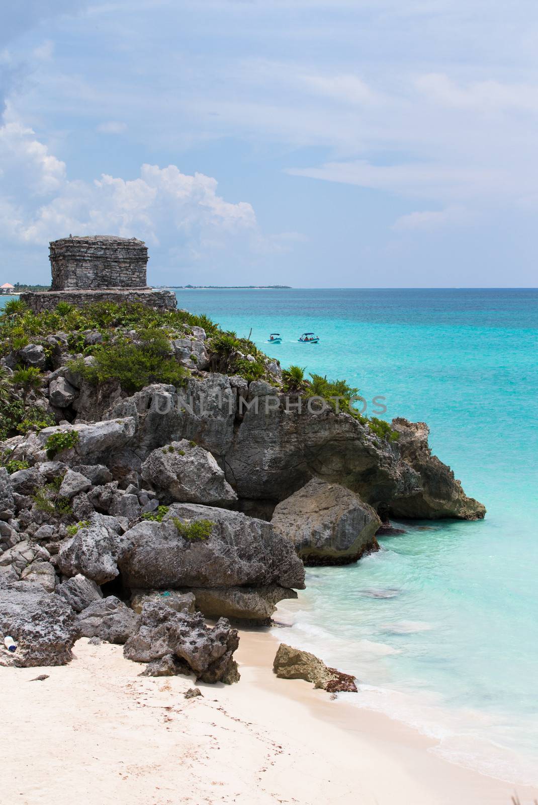Offertories building at Tulum Mexico next to the Caribbean sea
