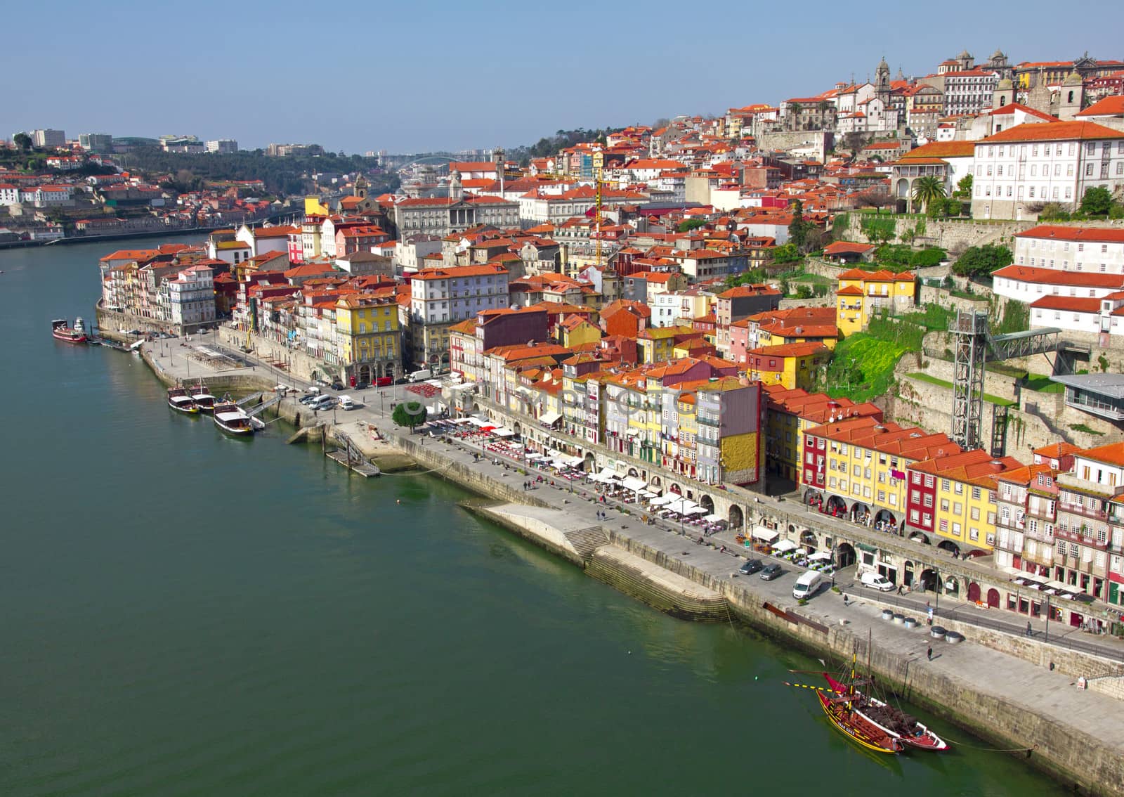 Portugal. Porto city. View of Douro river embankment in the morning