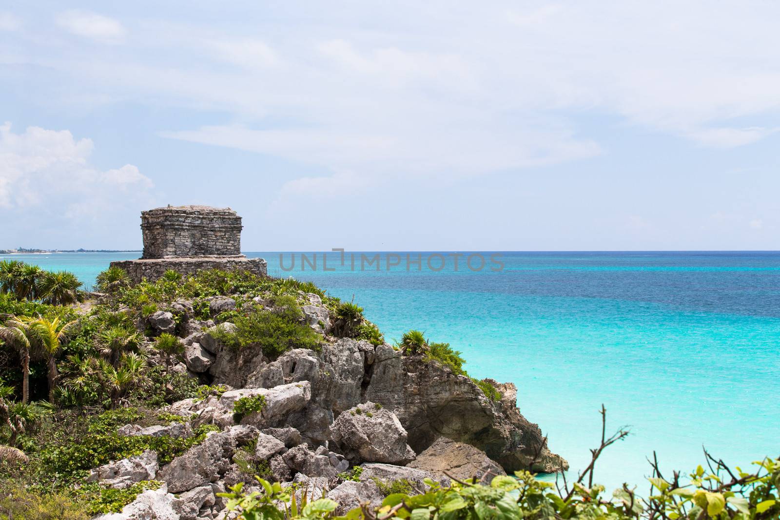 Offertories building at Tulum Mexico next to the Caribbean sea