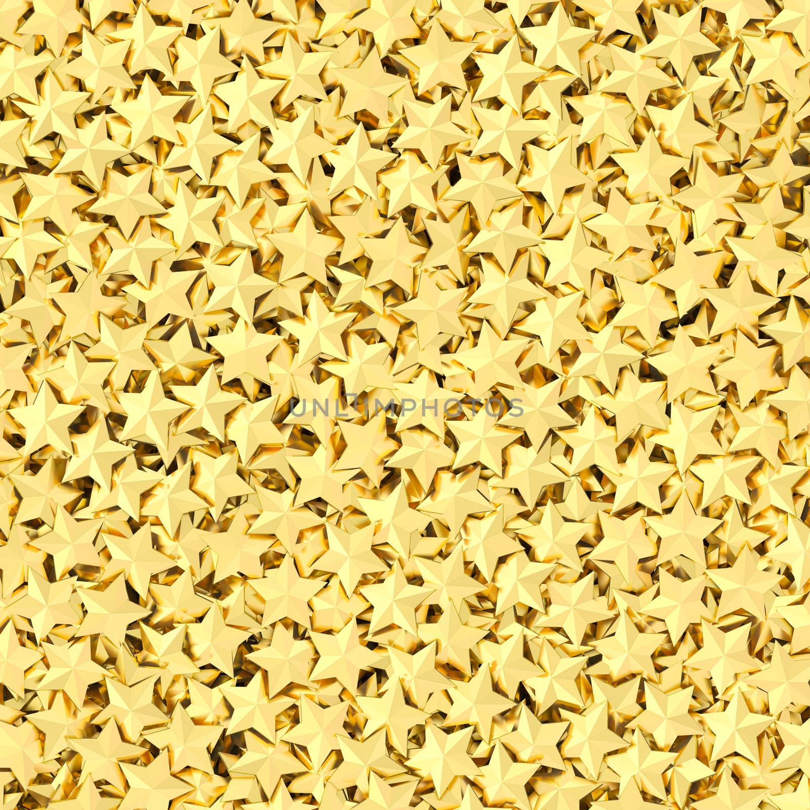 Background composed of many golden stars. High resolution 3D image