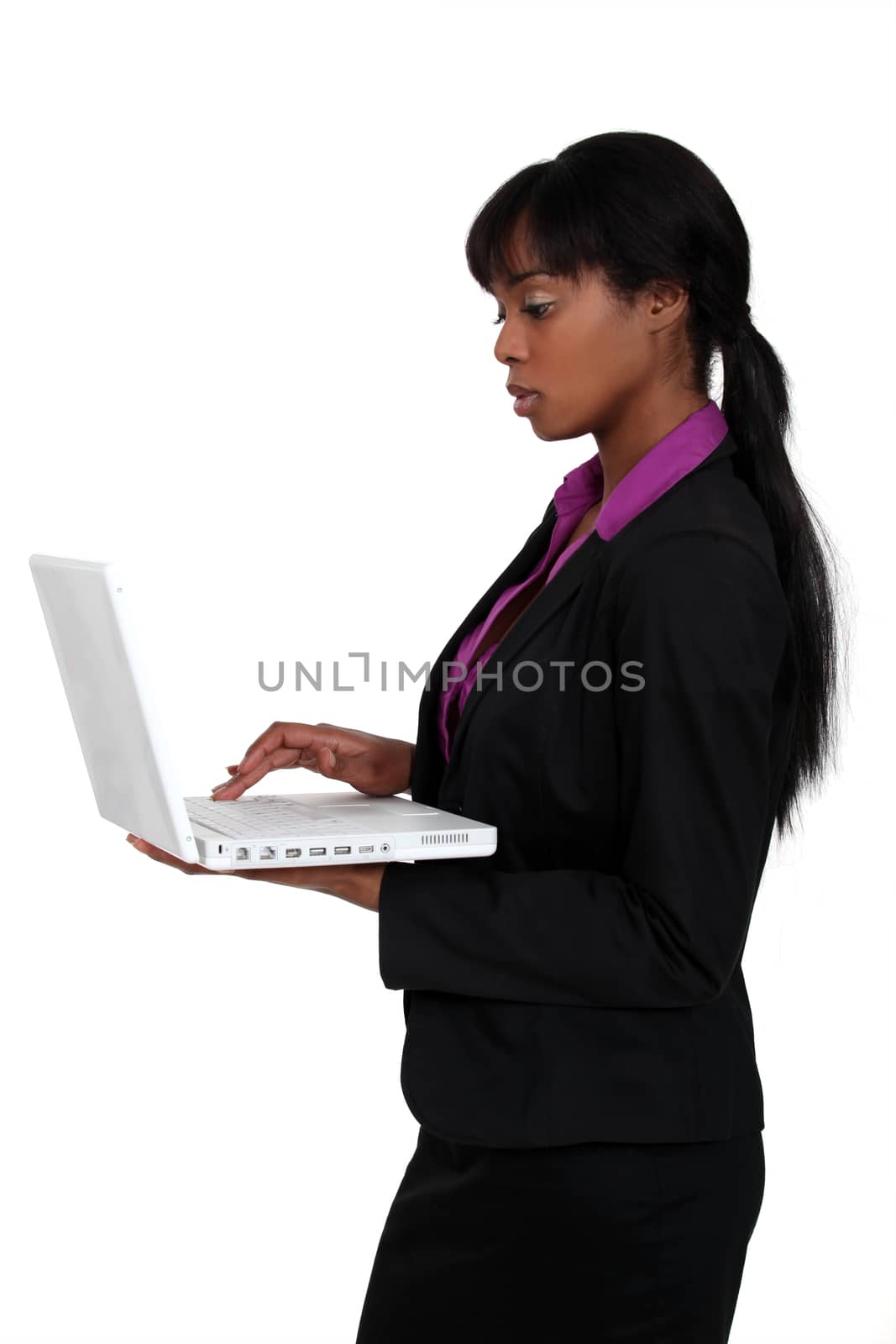 Woman using laptop