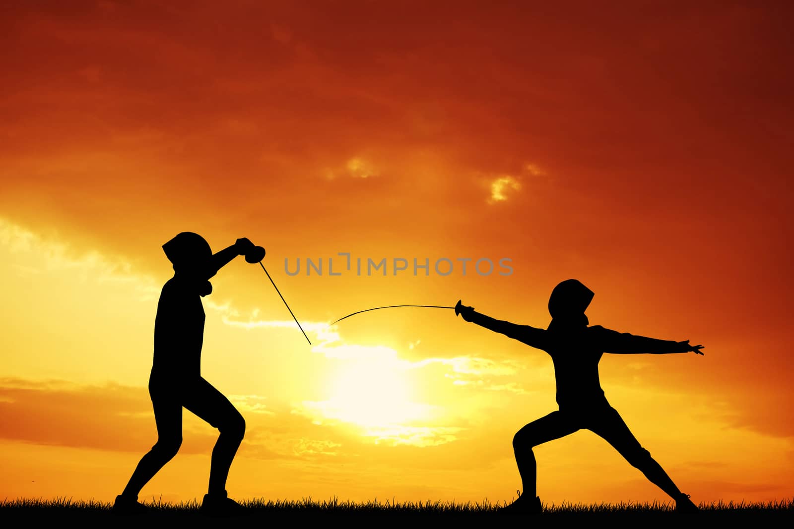 fencing at sunset