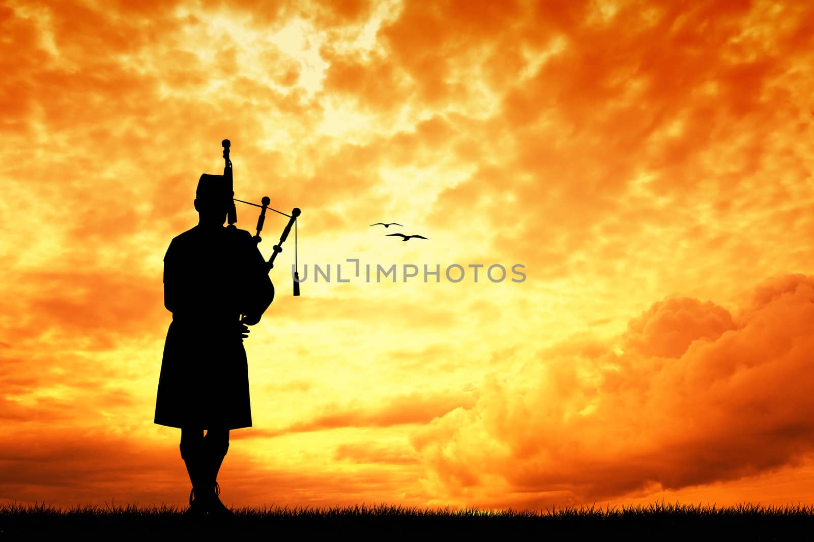 Pipers at sunset