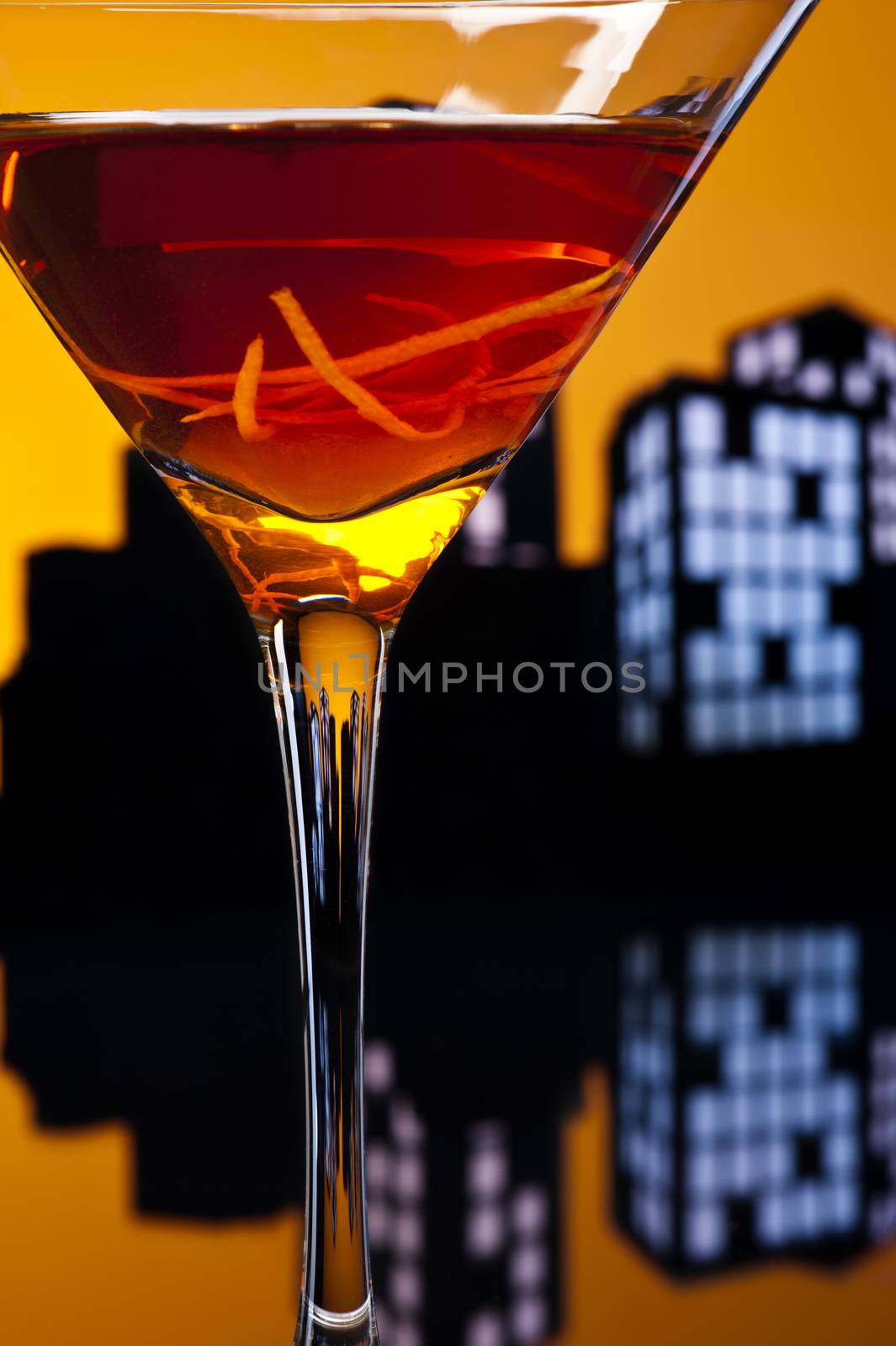 Metropolis Manhattan cocktail in city skyline setting by 3523Studio