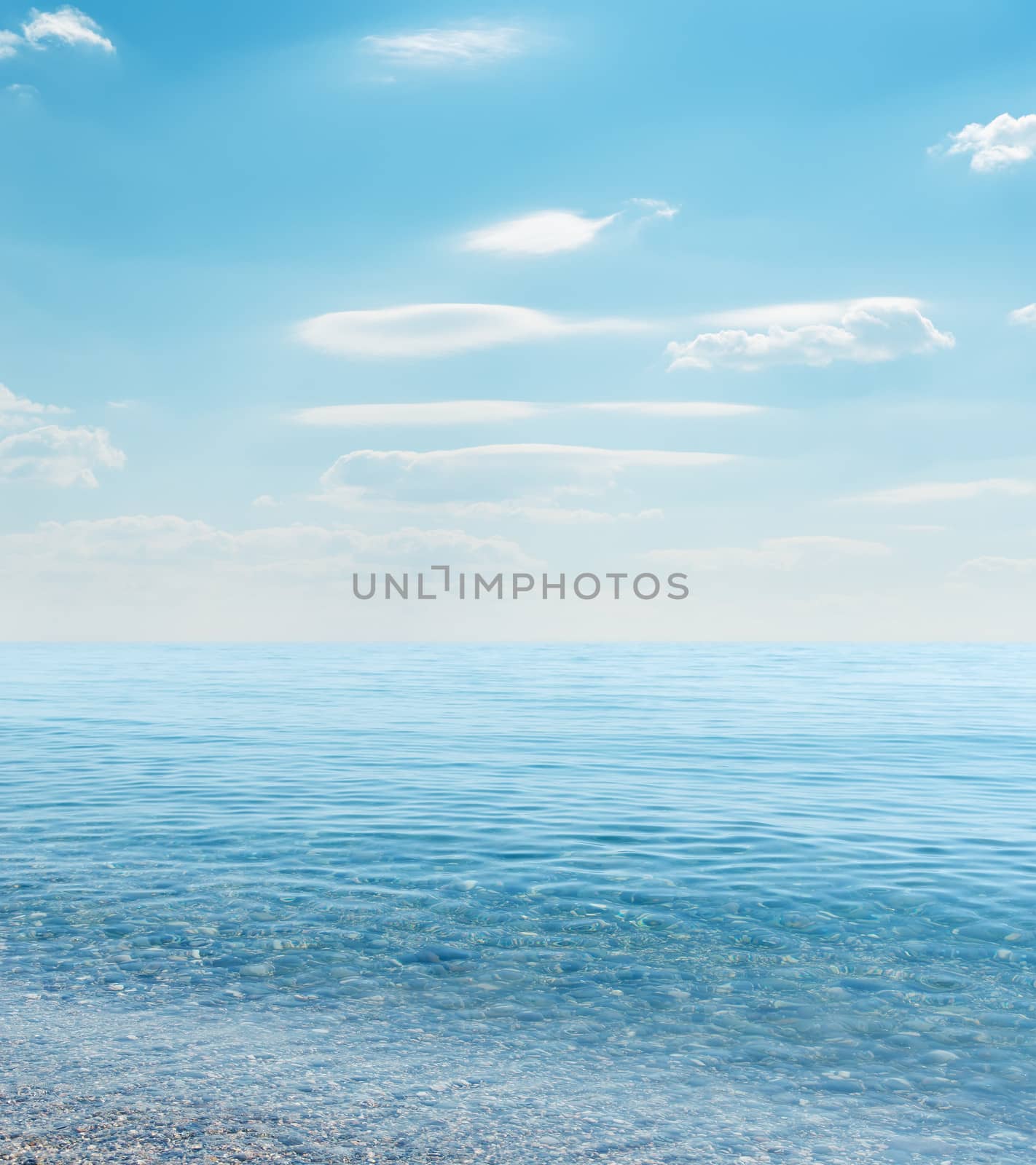 blue sea and cloudy sky