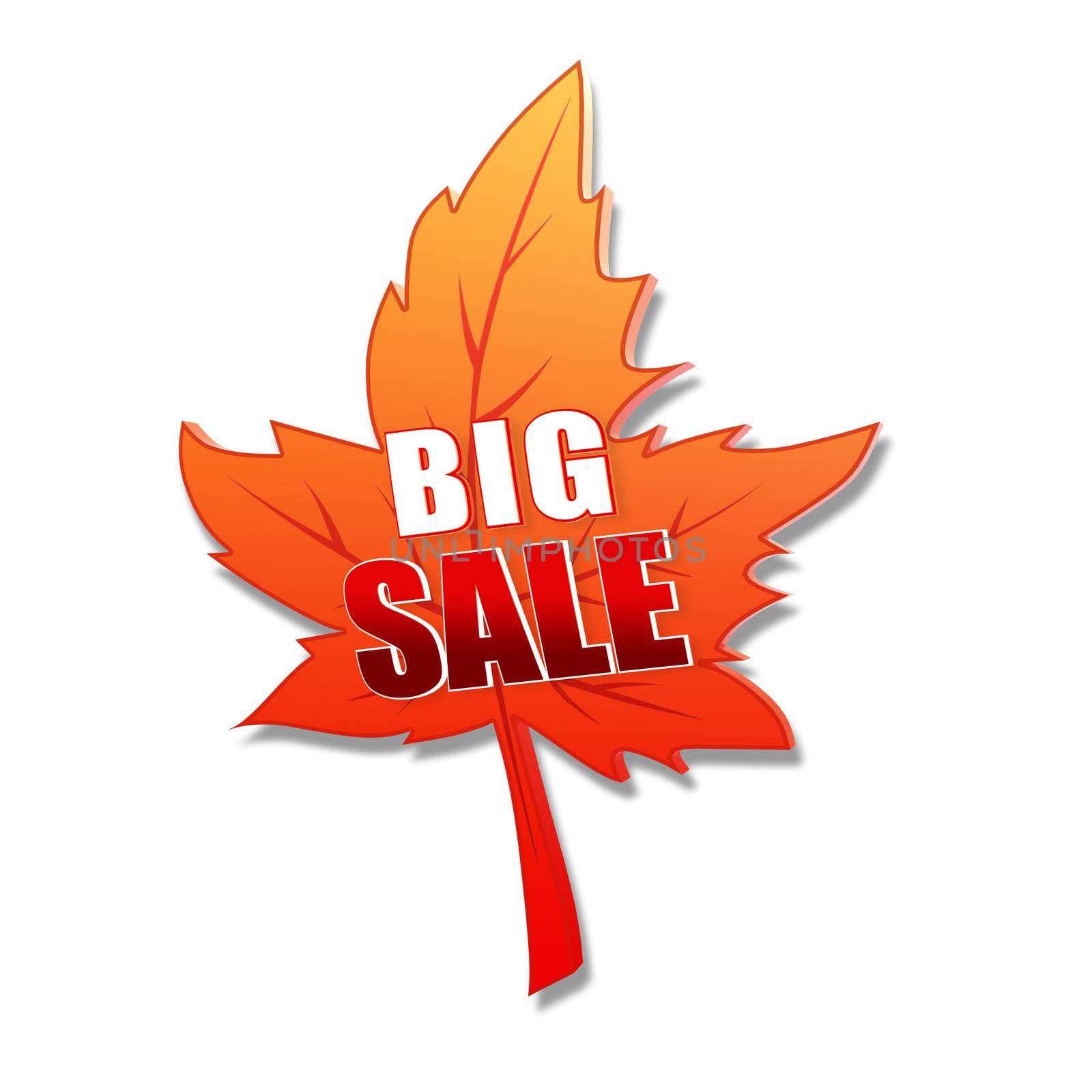 autumn big sale - text in 3d orange leaf