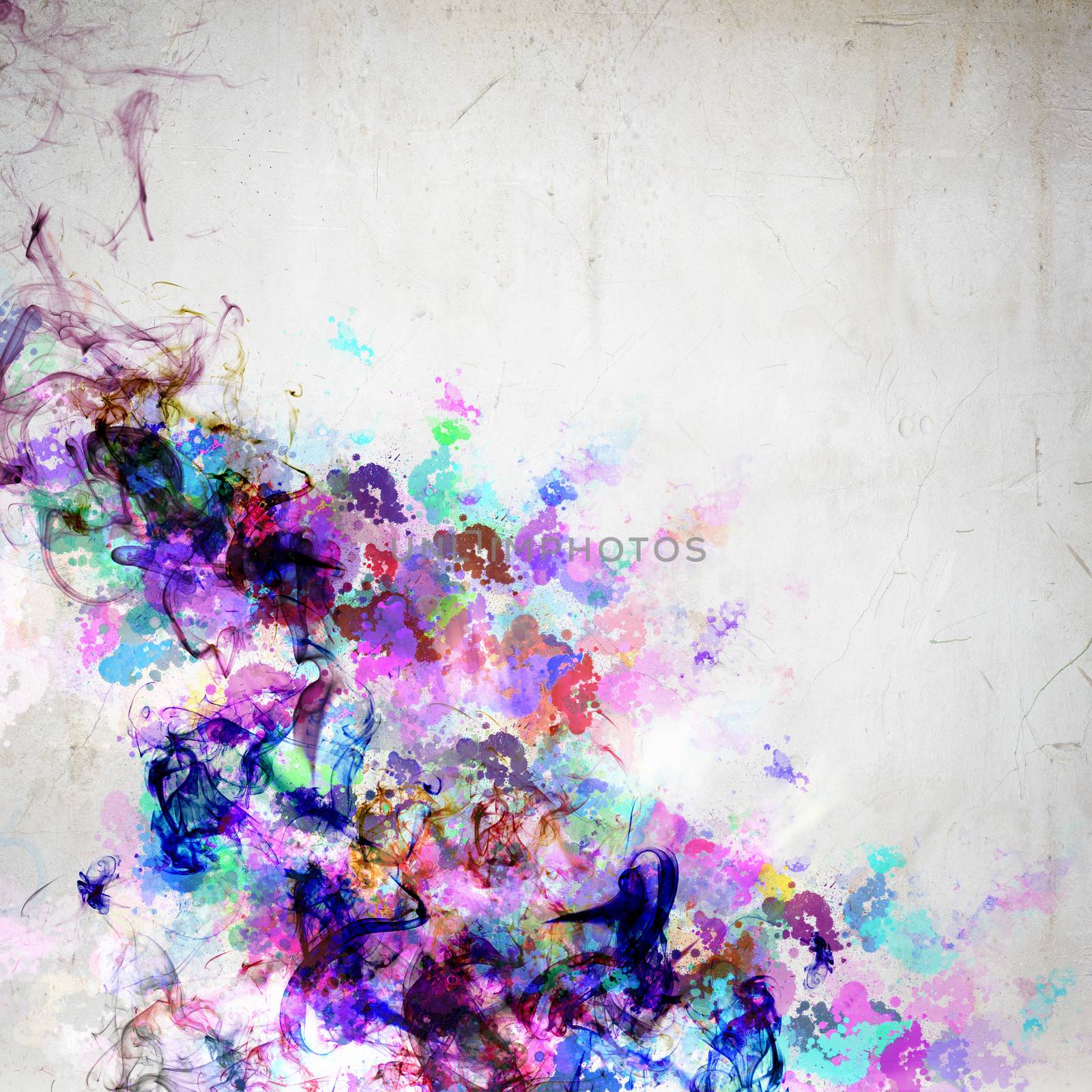 Background image with color fumes and splashes