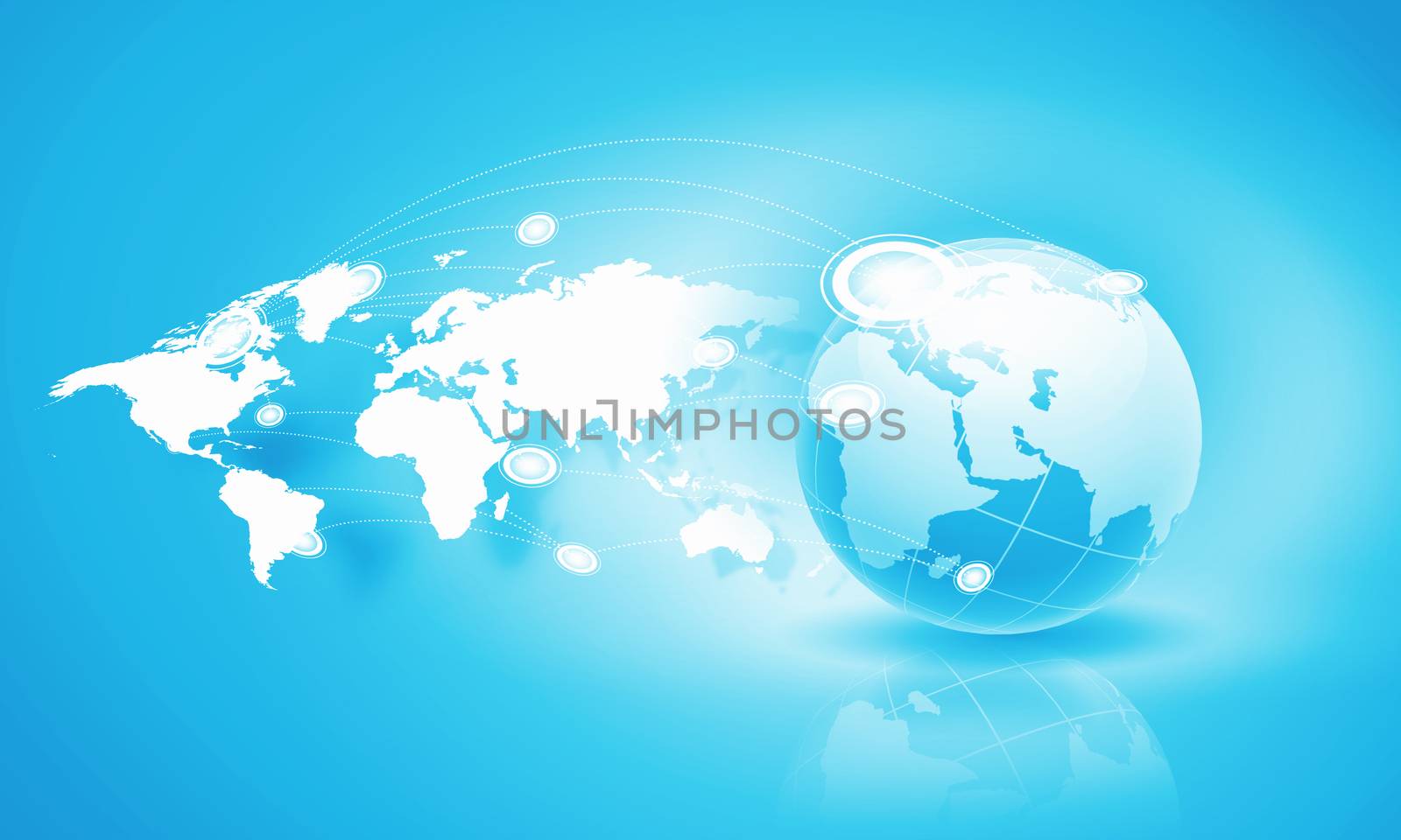 Blue digital image of globe. Background image