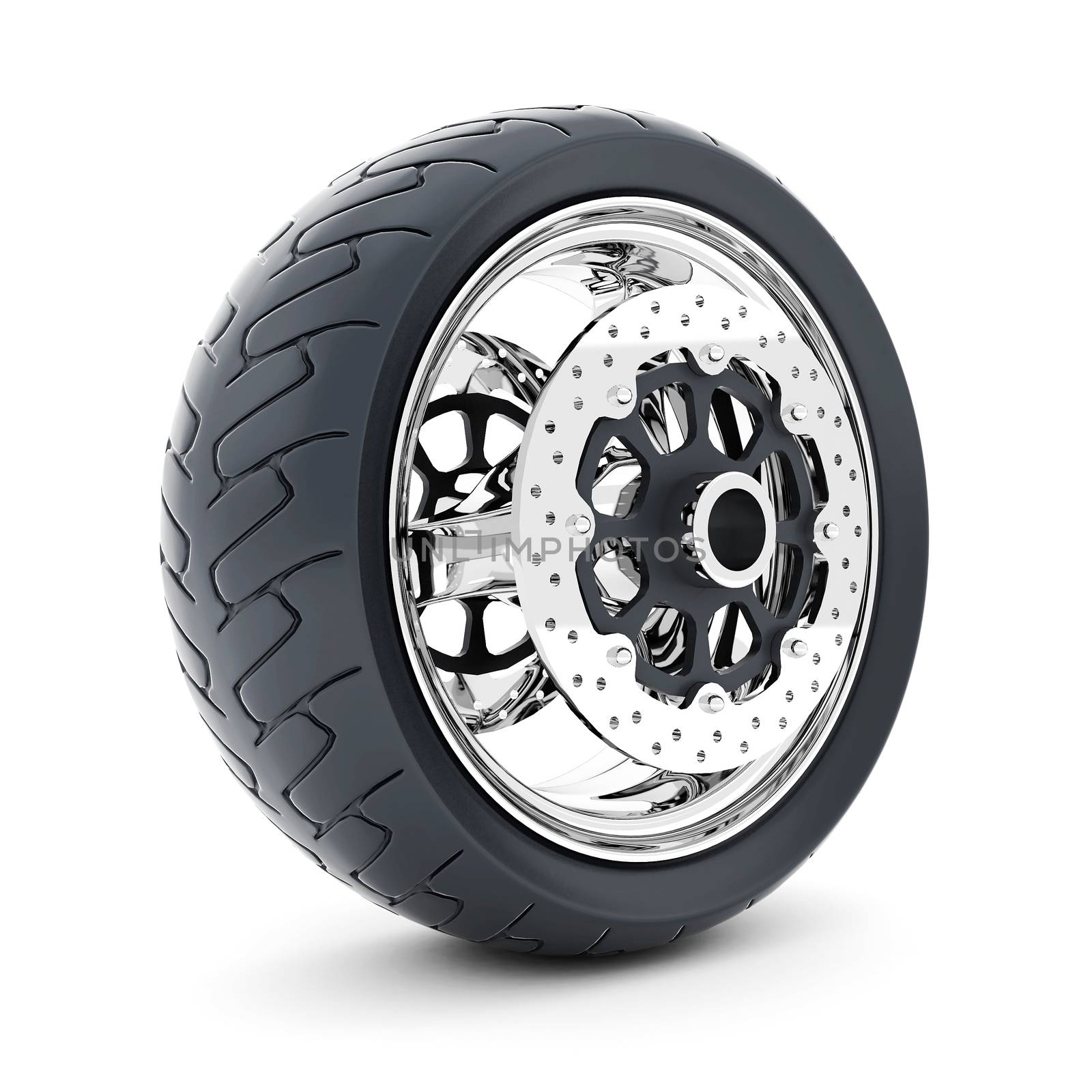 Black sports wheel on a white background