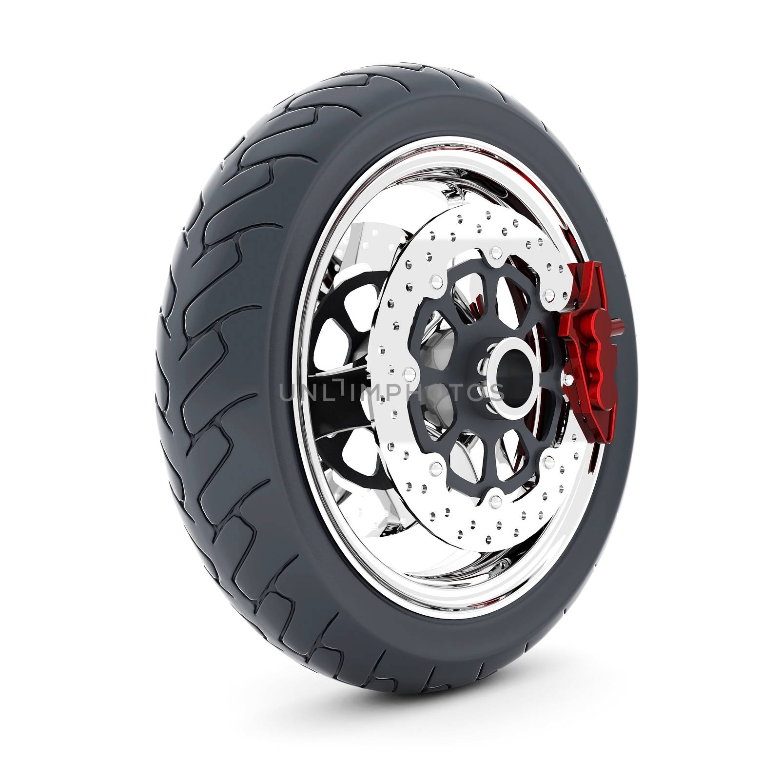 Black sports wheel on a white background