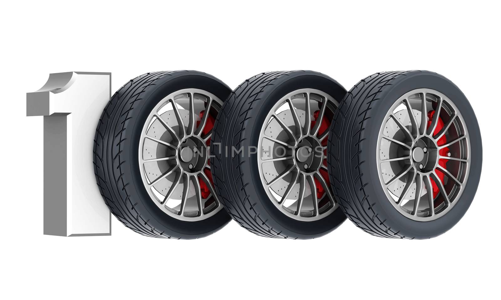 Black sports wheel on a white background