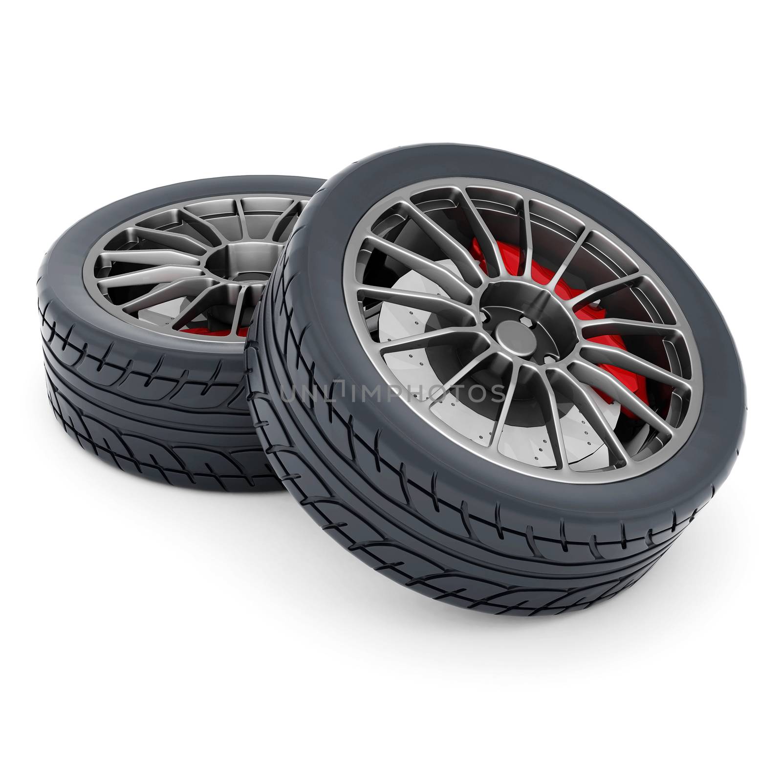 Black sports wheel on a white background
