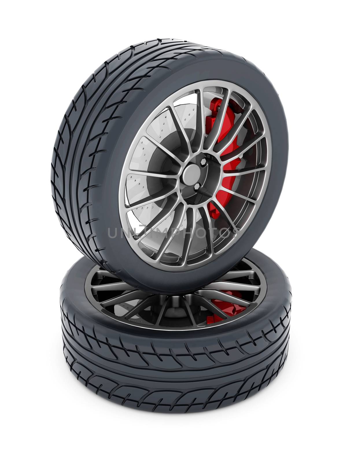 Black sports wheel on a white background