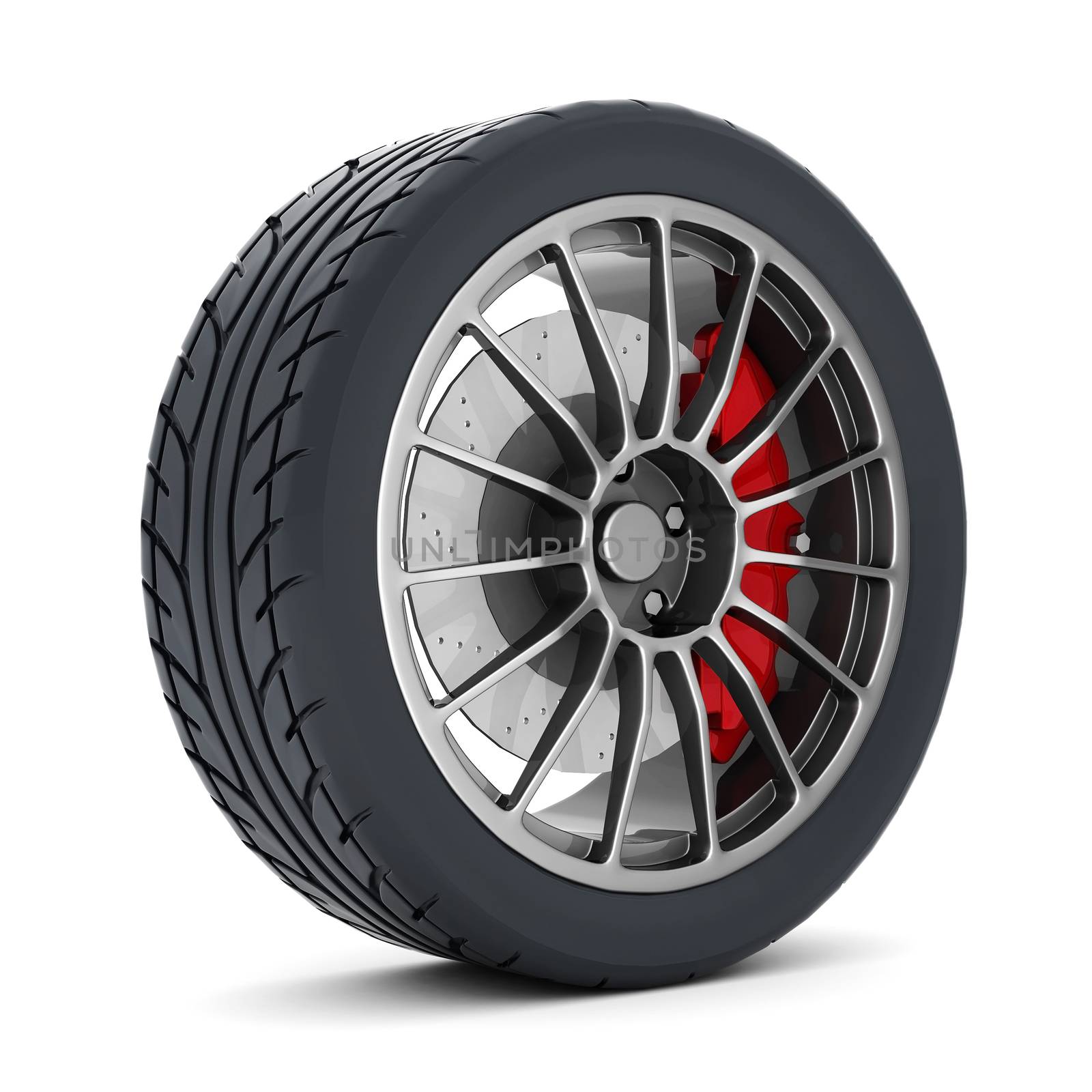 Black sports wheel on a white background