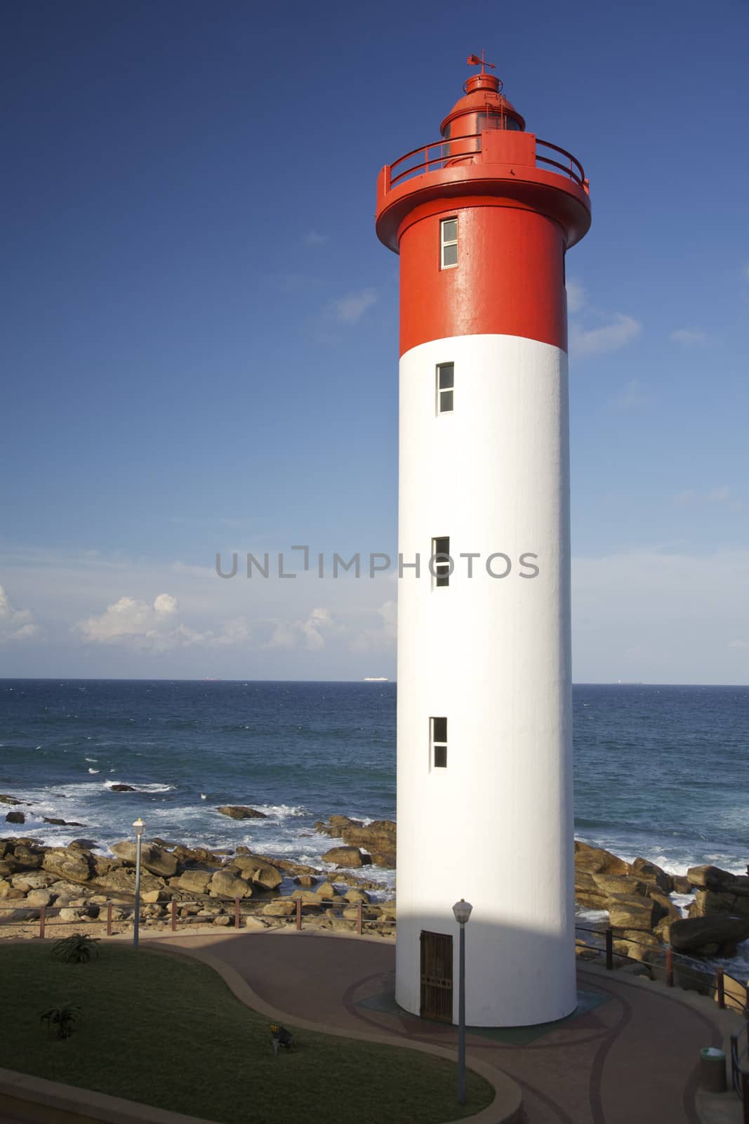 Umhlanga Lighthouse With Durban Cityscape as Background South Africa