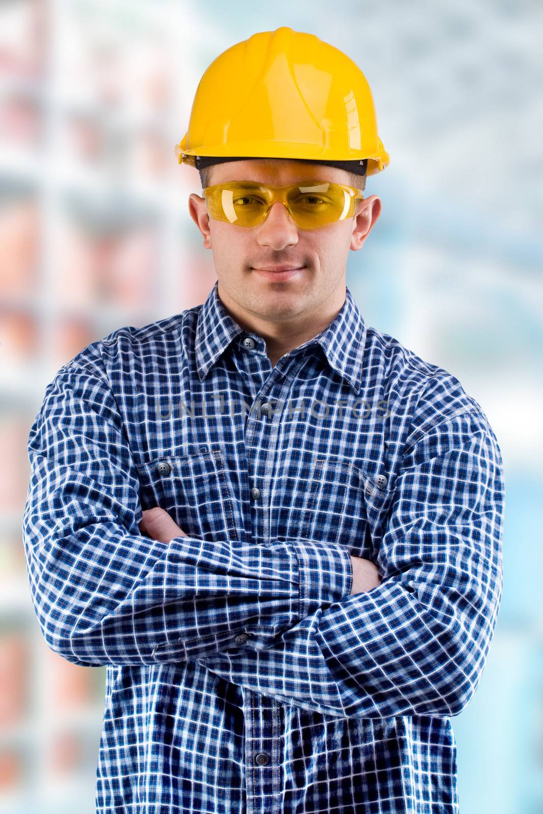 worker on the blurred background of a department