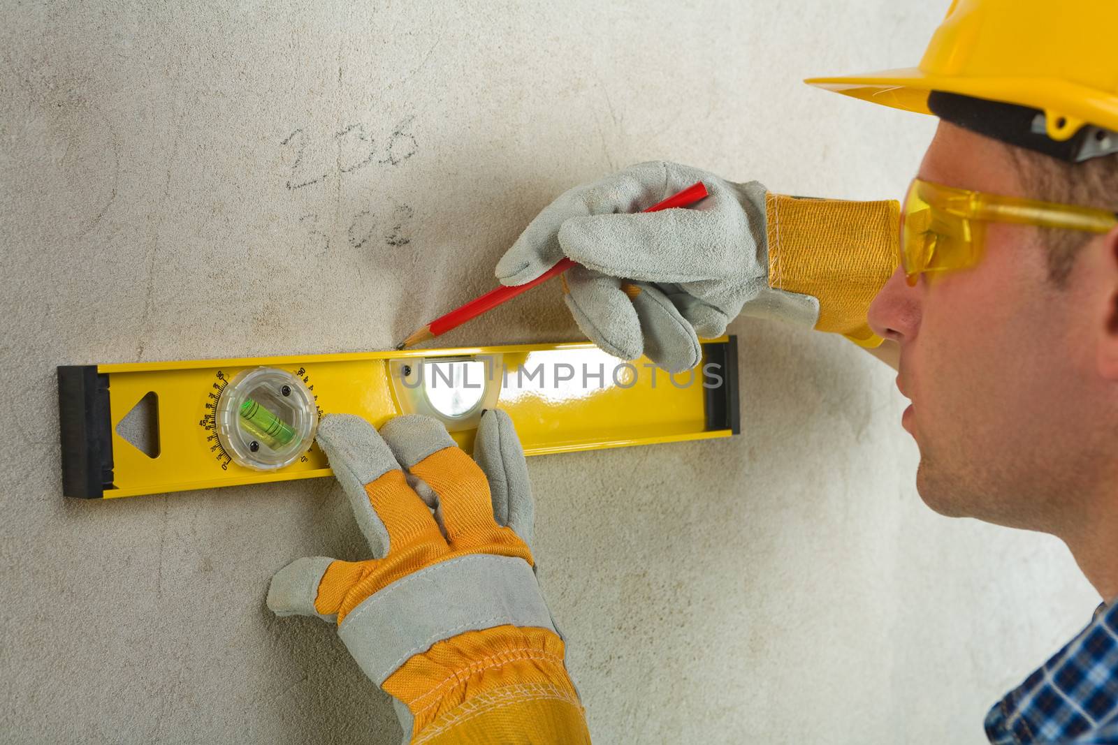 worker with construction level