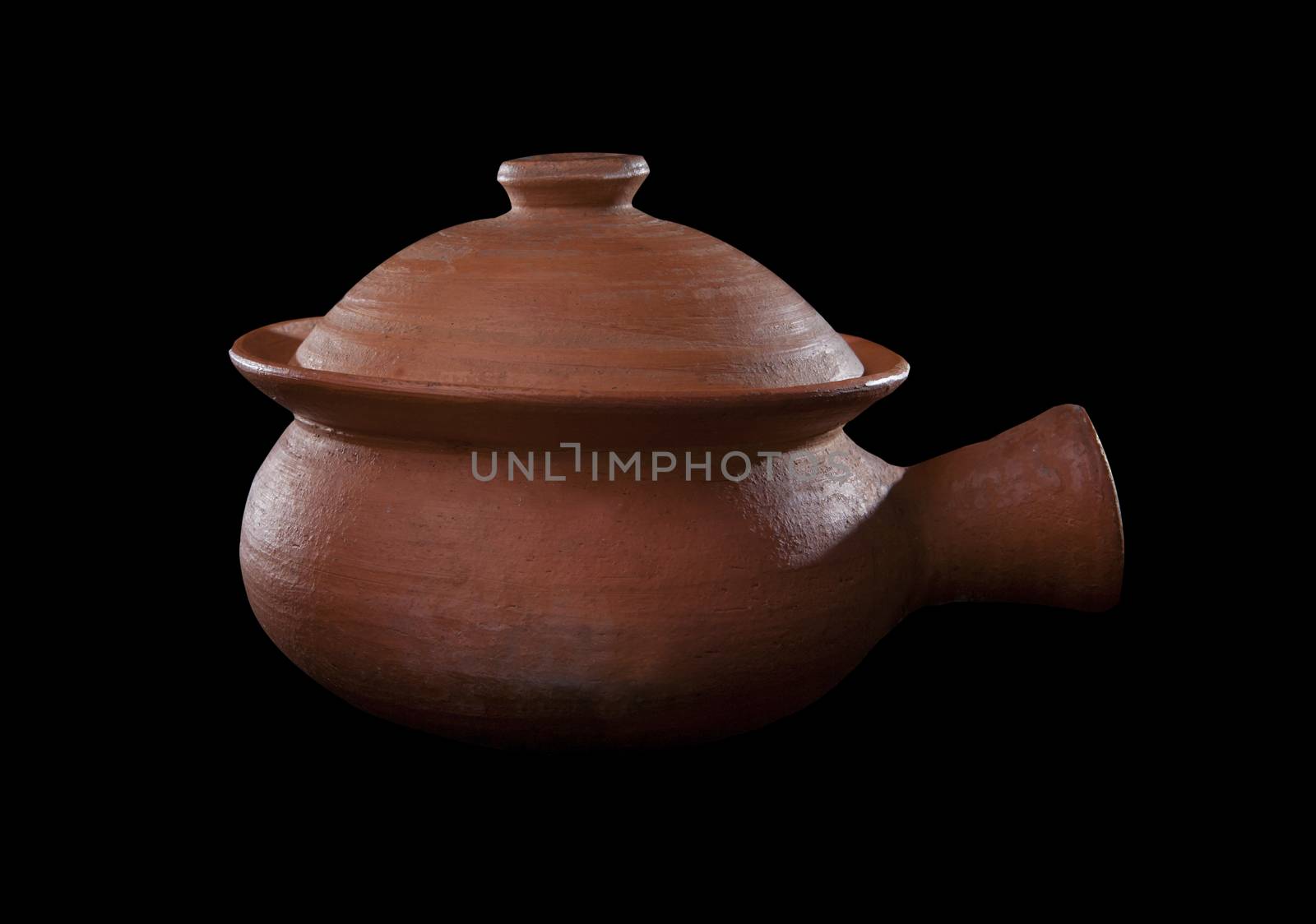 thai tradition clay pot on black background