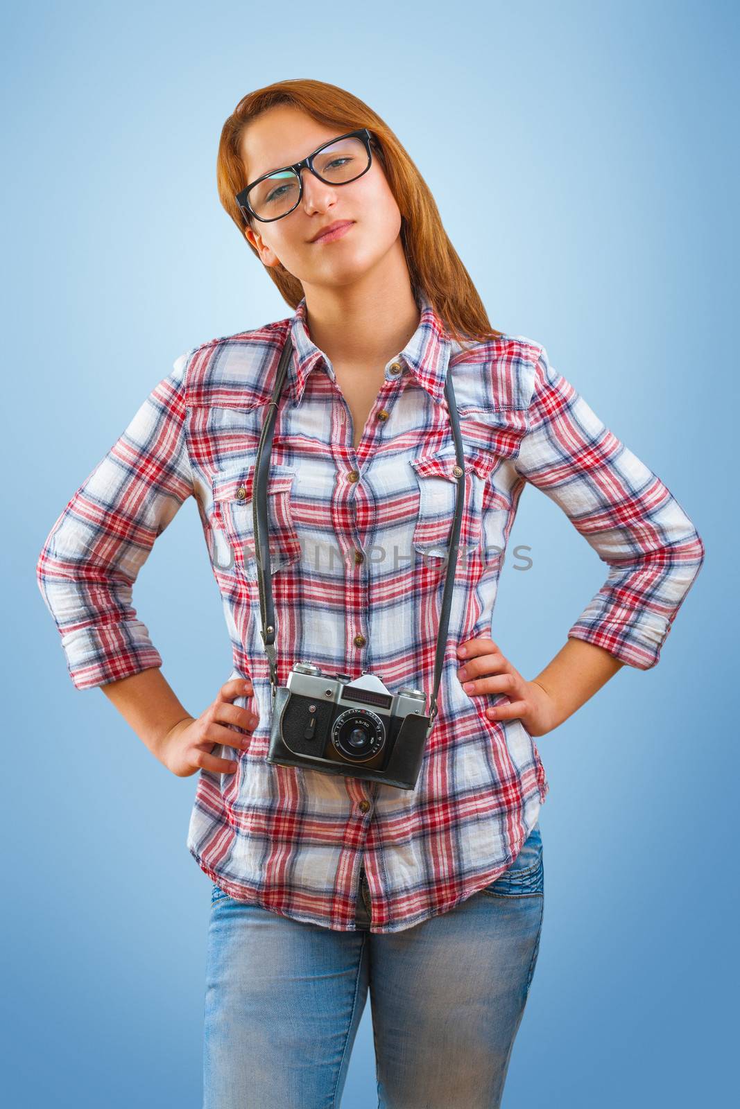 a young hipstergirl with camera