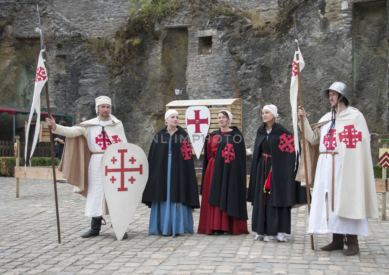 People dressed in medieval clothes in Bouillon by compuinfoto