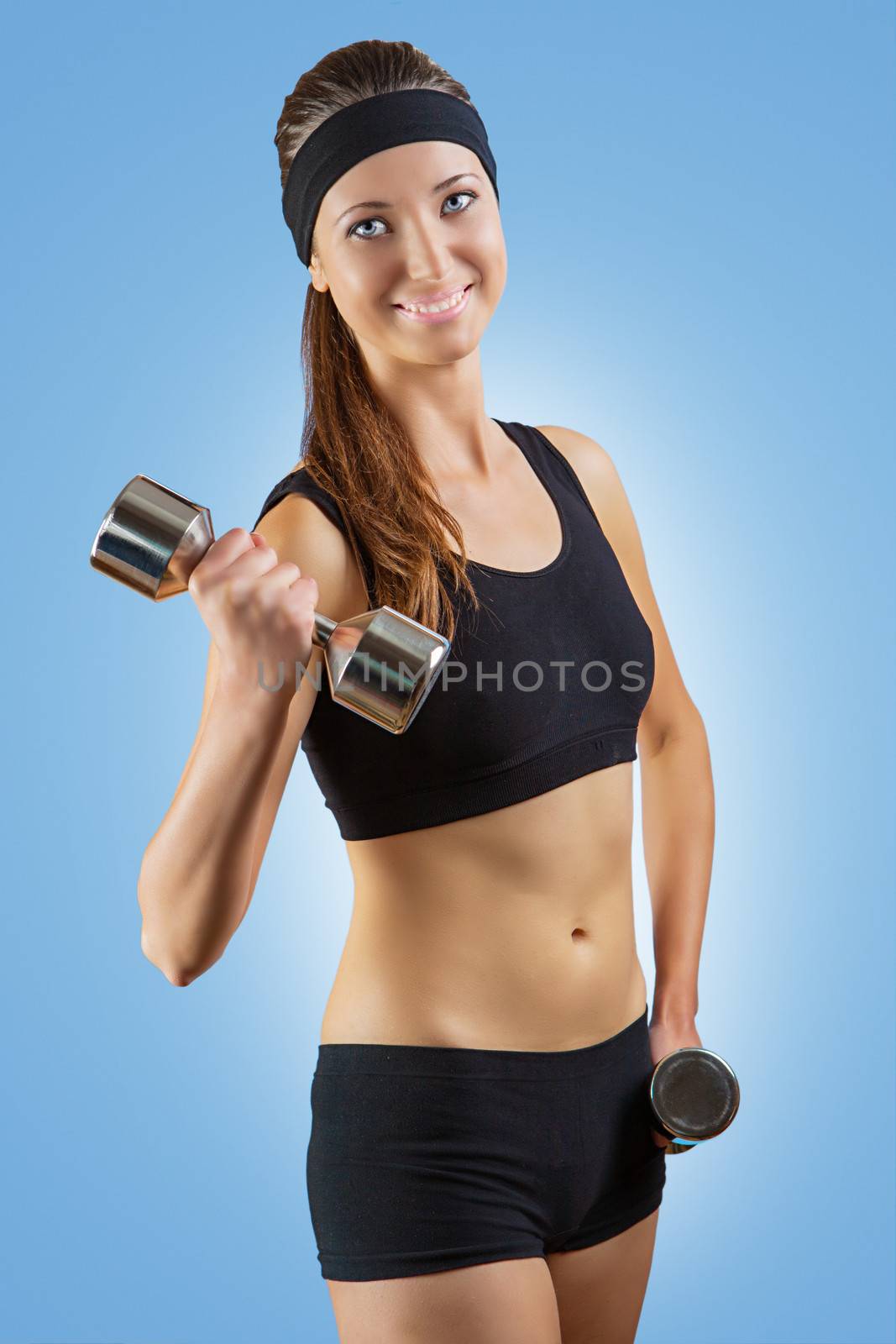 a girl with dumbbells by mihalec