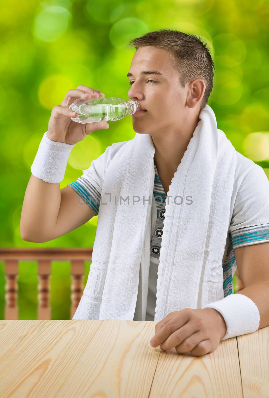 a guy drinking water