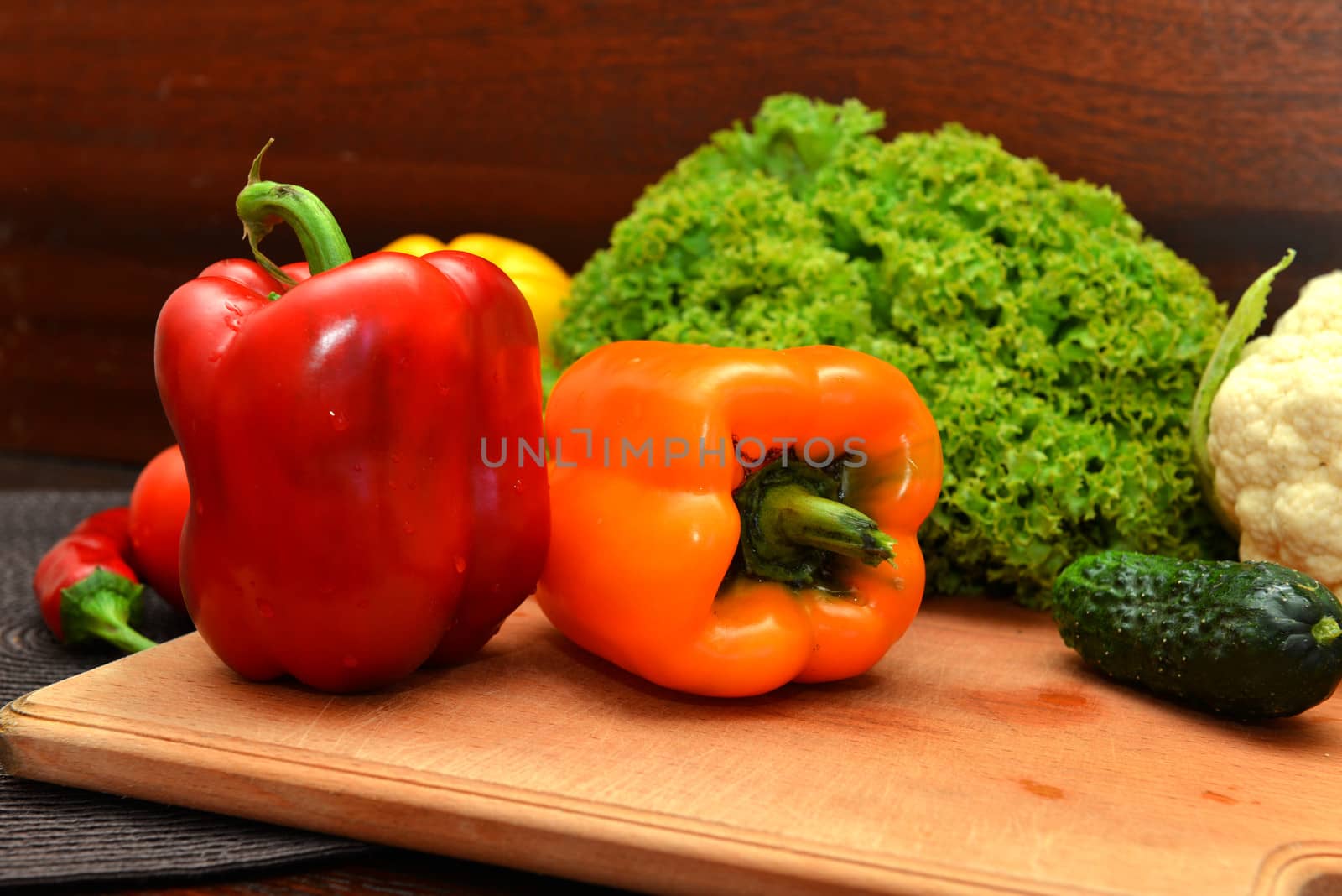 Set of fresh vegetables on the kitchen table