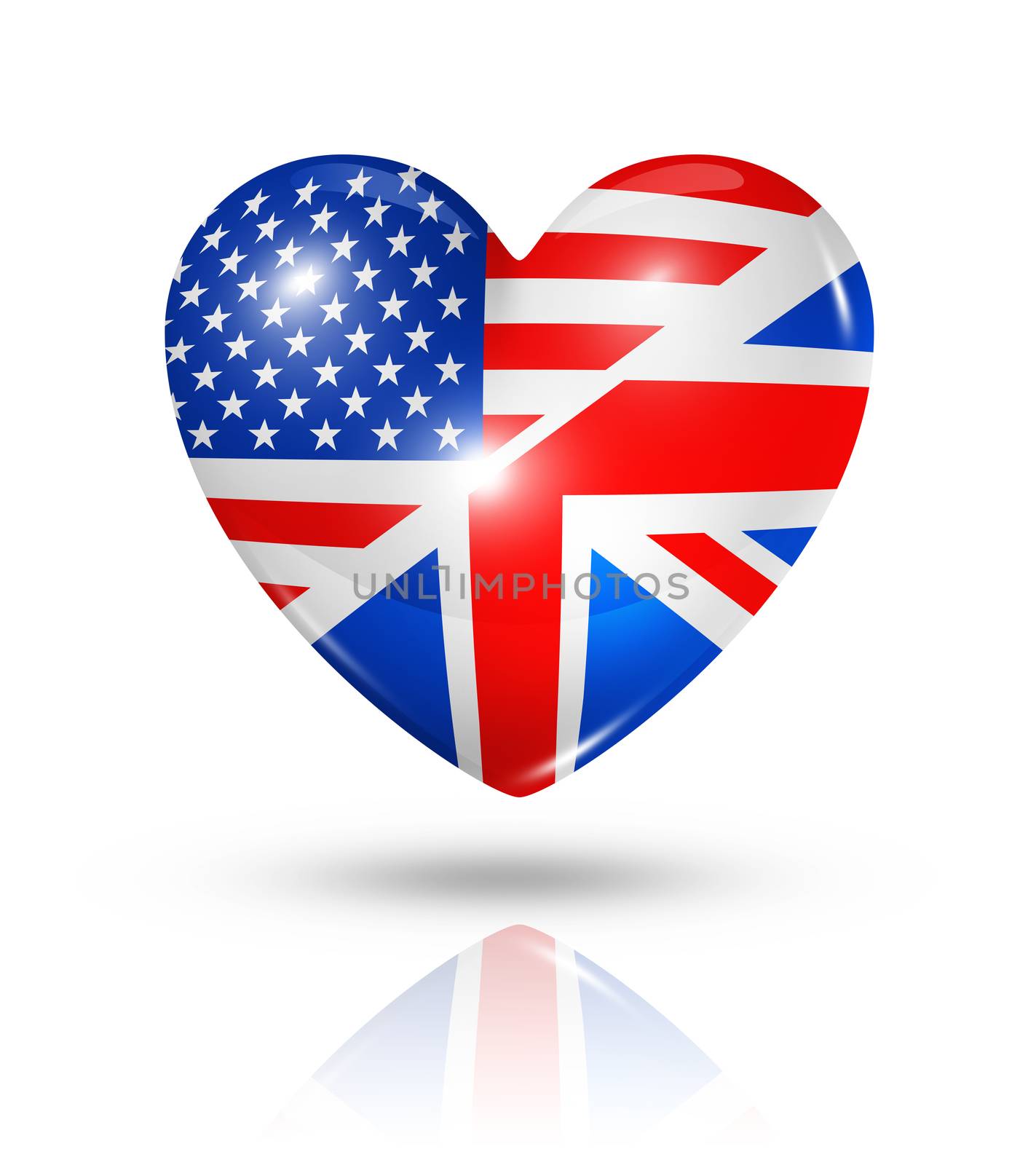 Love USA and UK, heart flag icon by daboost