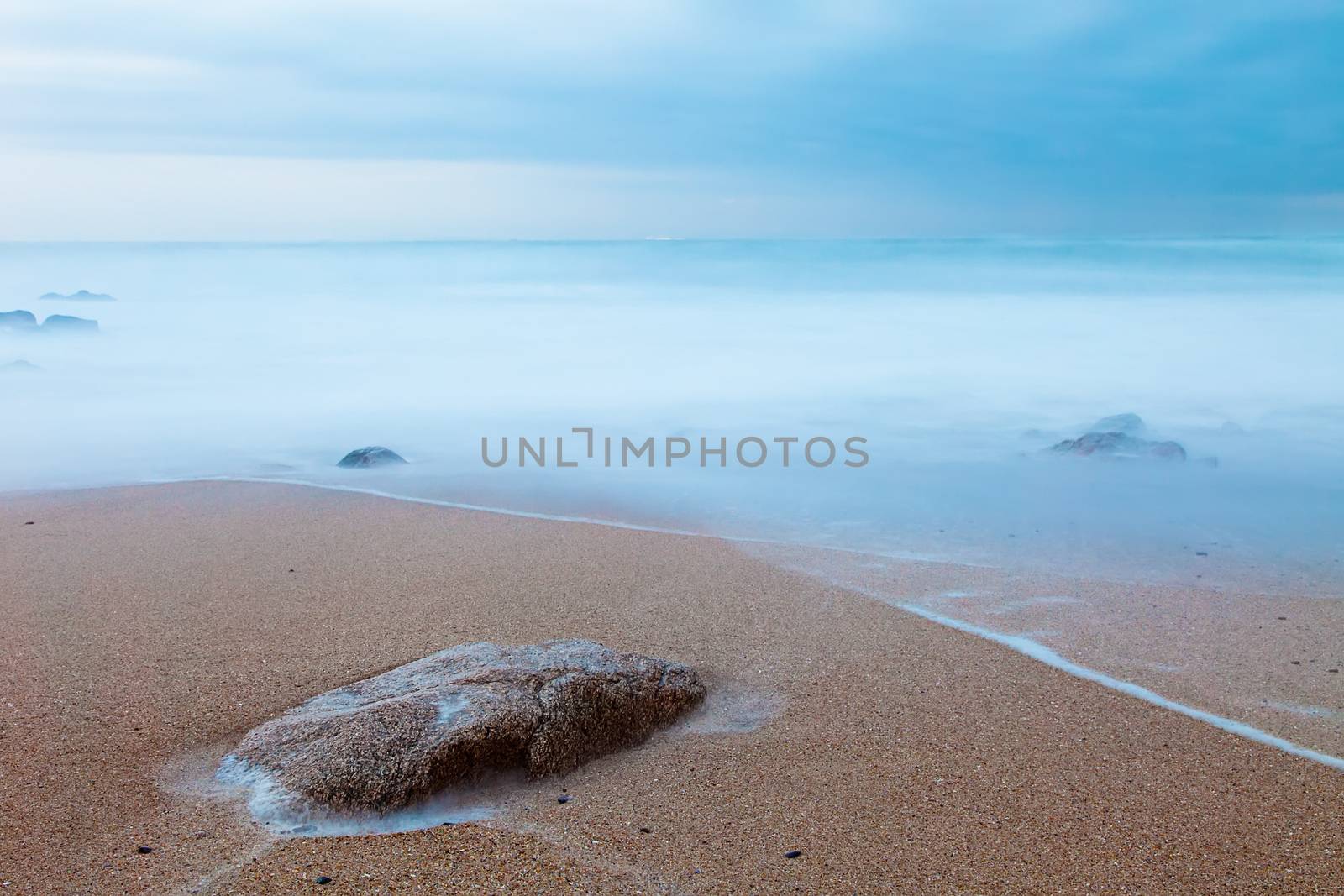 Long exposure at a beach in the north of Portugal. Copy space.