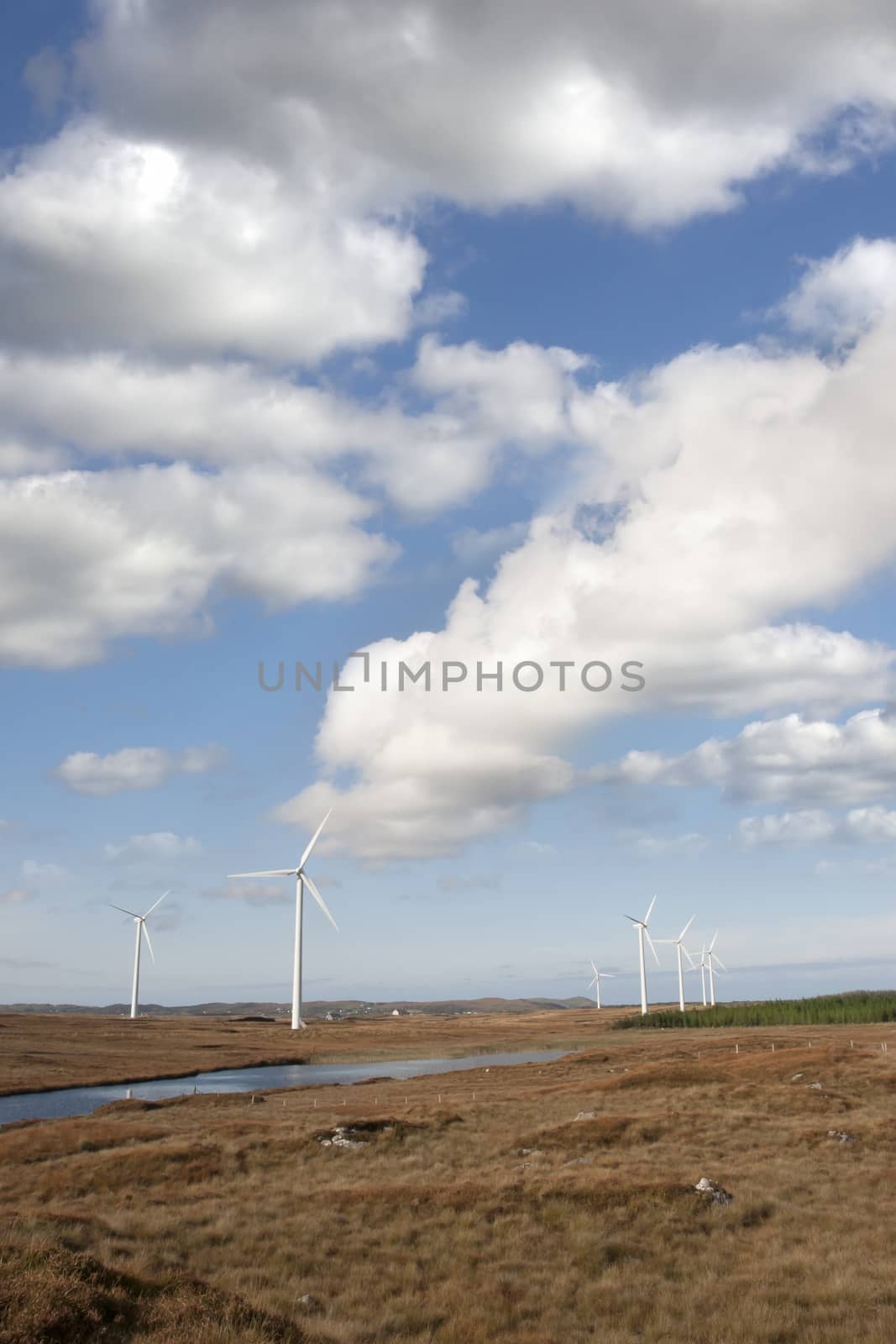 bogland with wind turbines by morrbyte