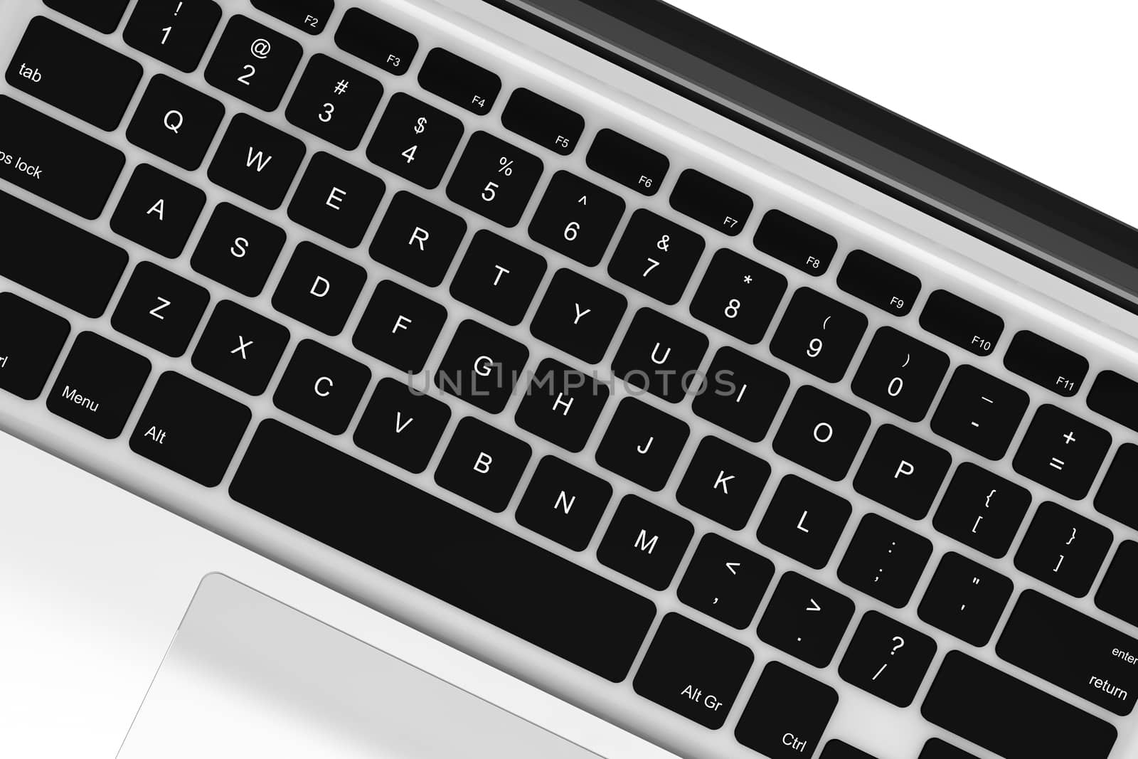 Laptop computer keyboard 3d render 