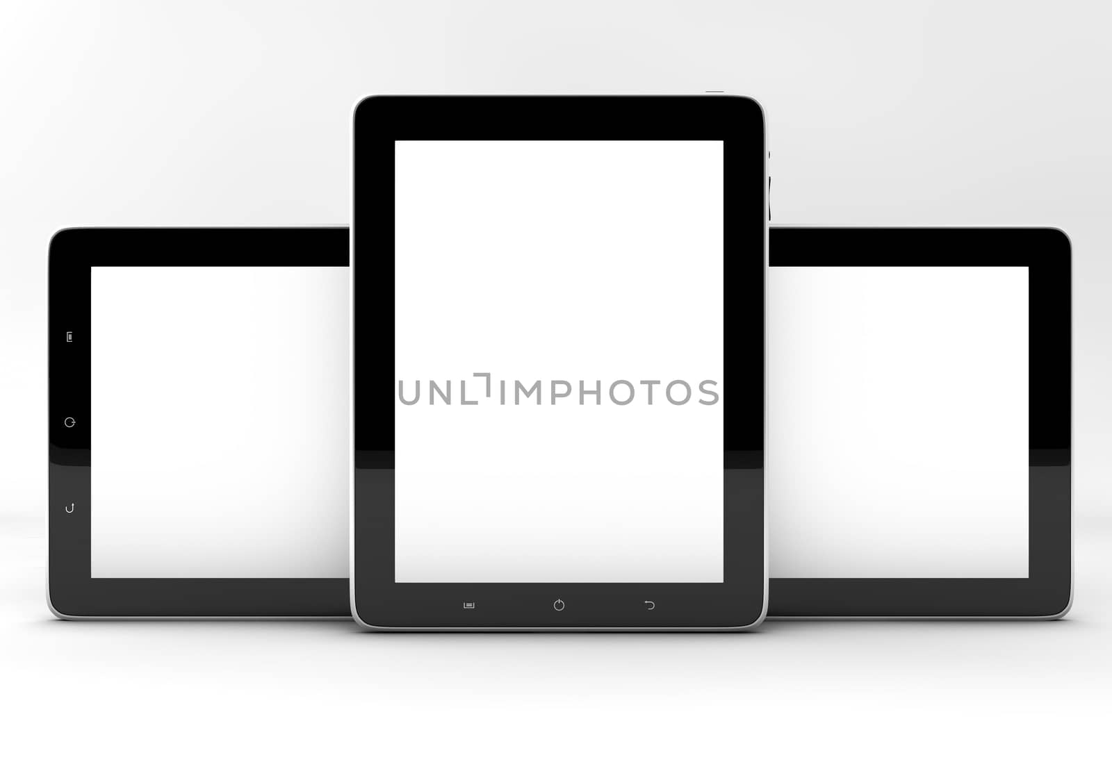Realistic tablet pc computers like ipade with blank screen isolated on white background