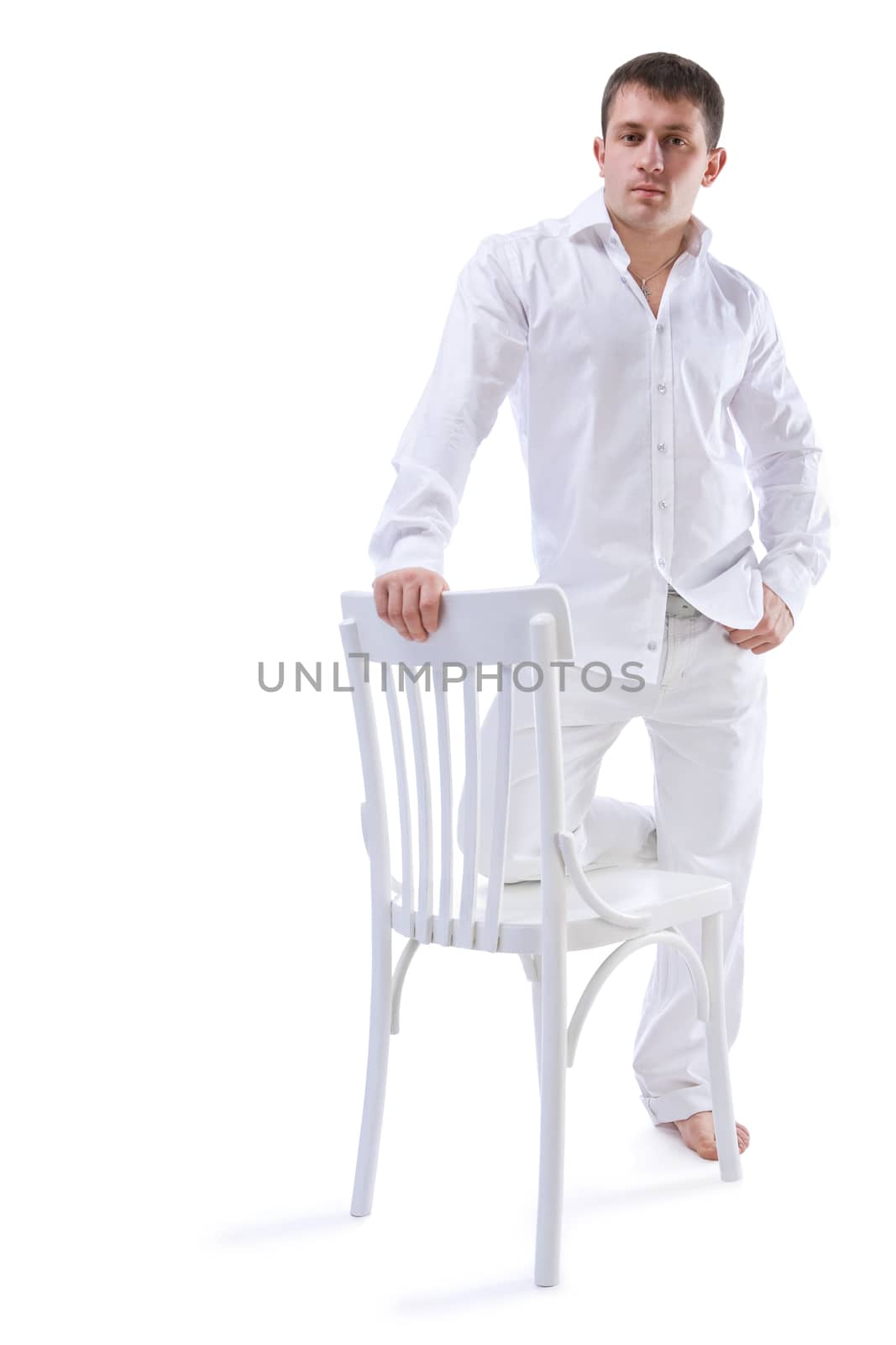 stiil man on white background