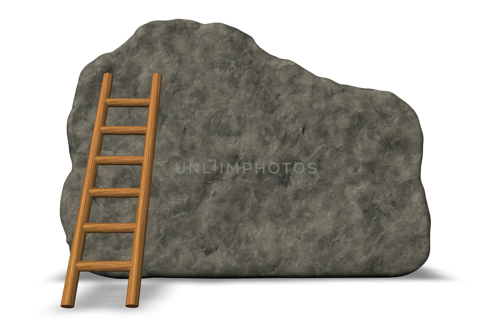 stone board and ladder on white background - 3d illustration