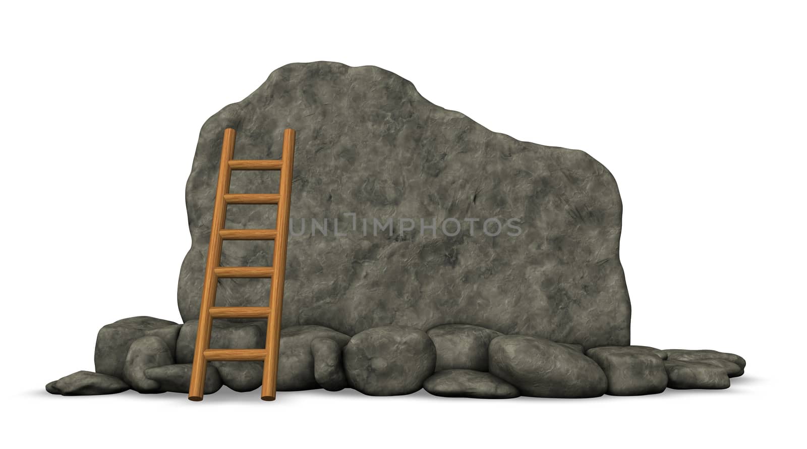 stone board and ladder on white background - 3d illustration