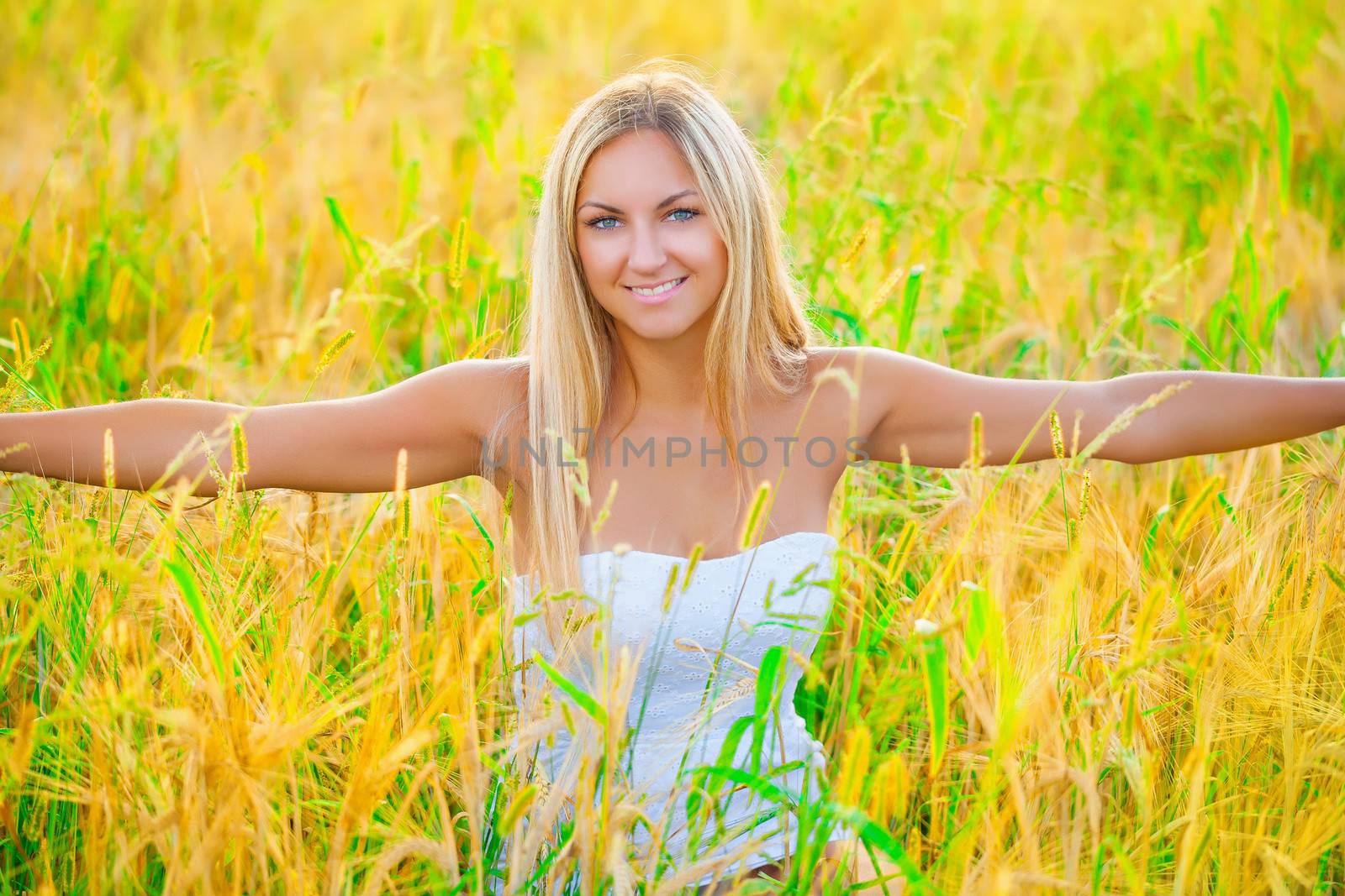 a happy girl on a fine summer day