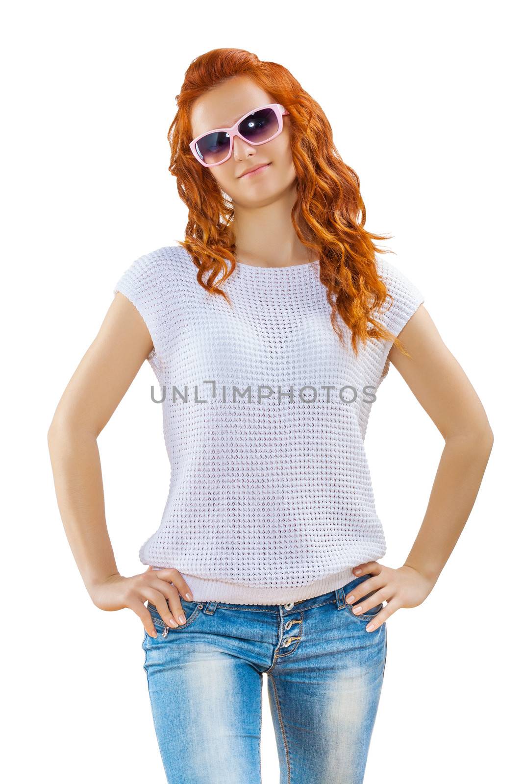 a redhead girld in sunglasses by mihalec