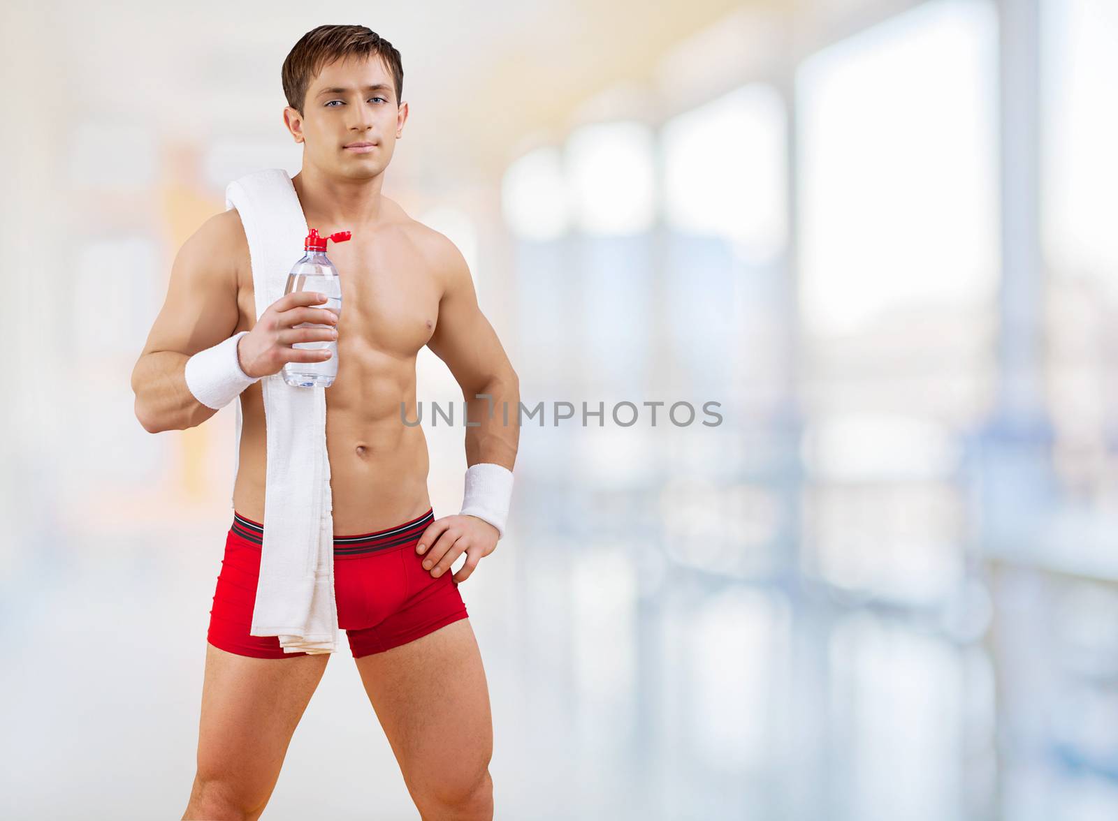 a sportsman with bottle of water