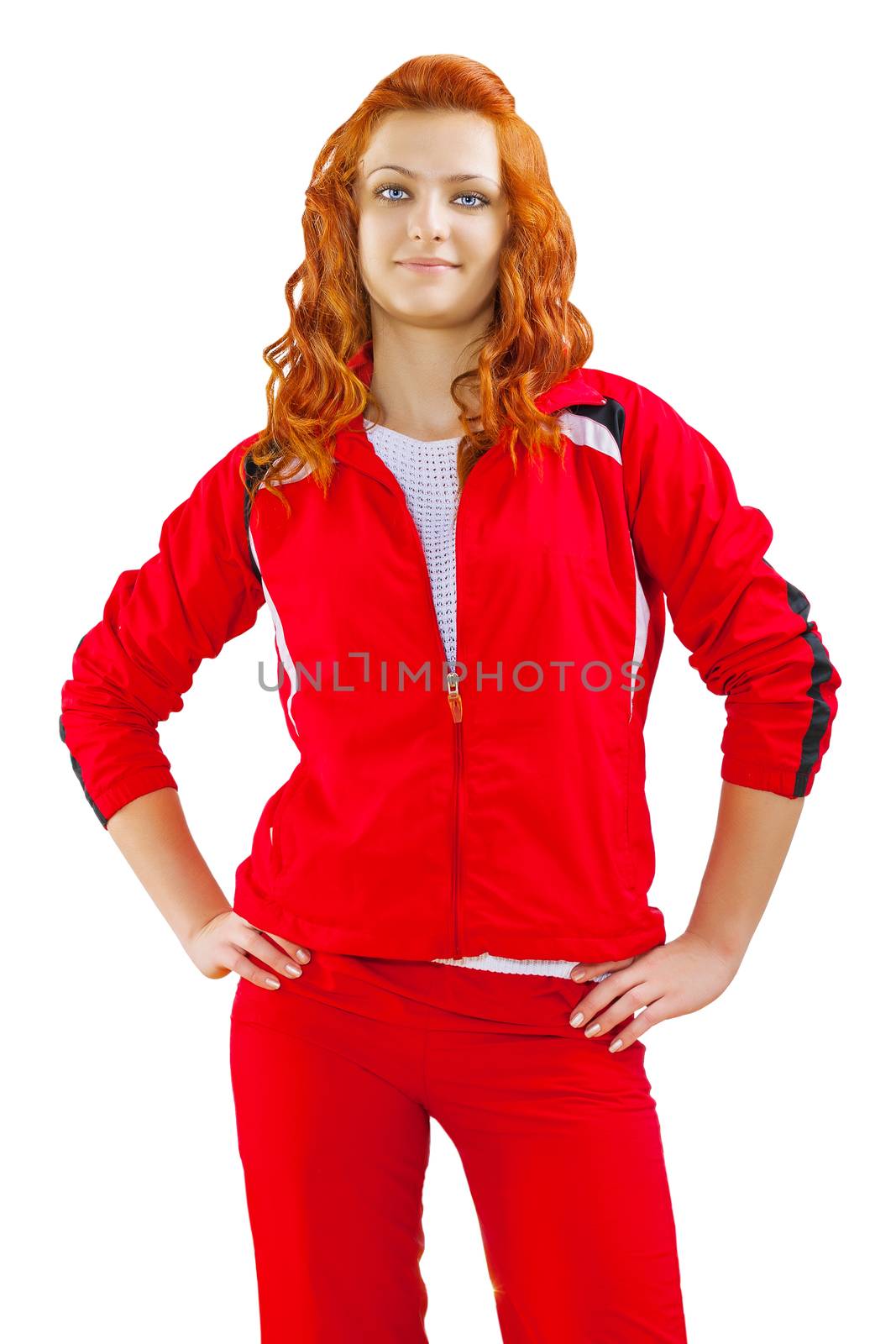a sporty redhead female