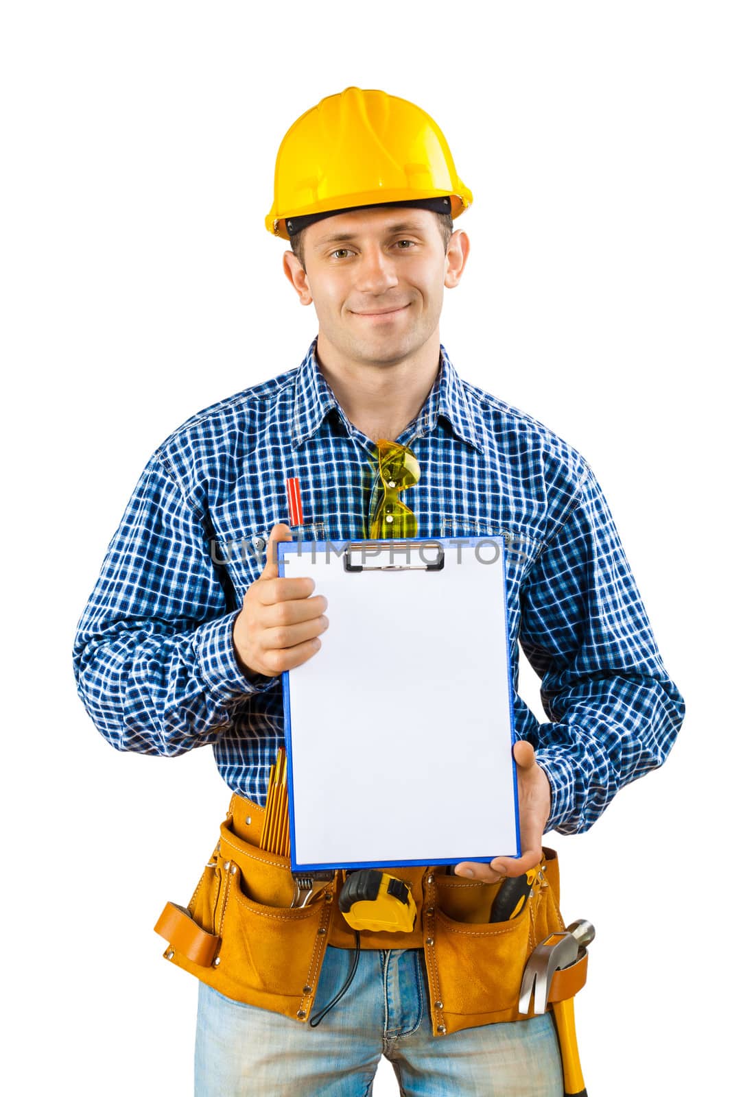 a worker holding clipboard