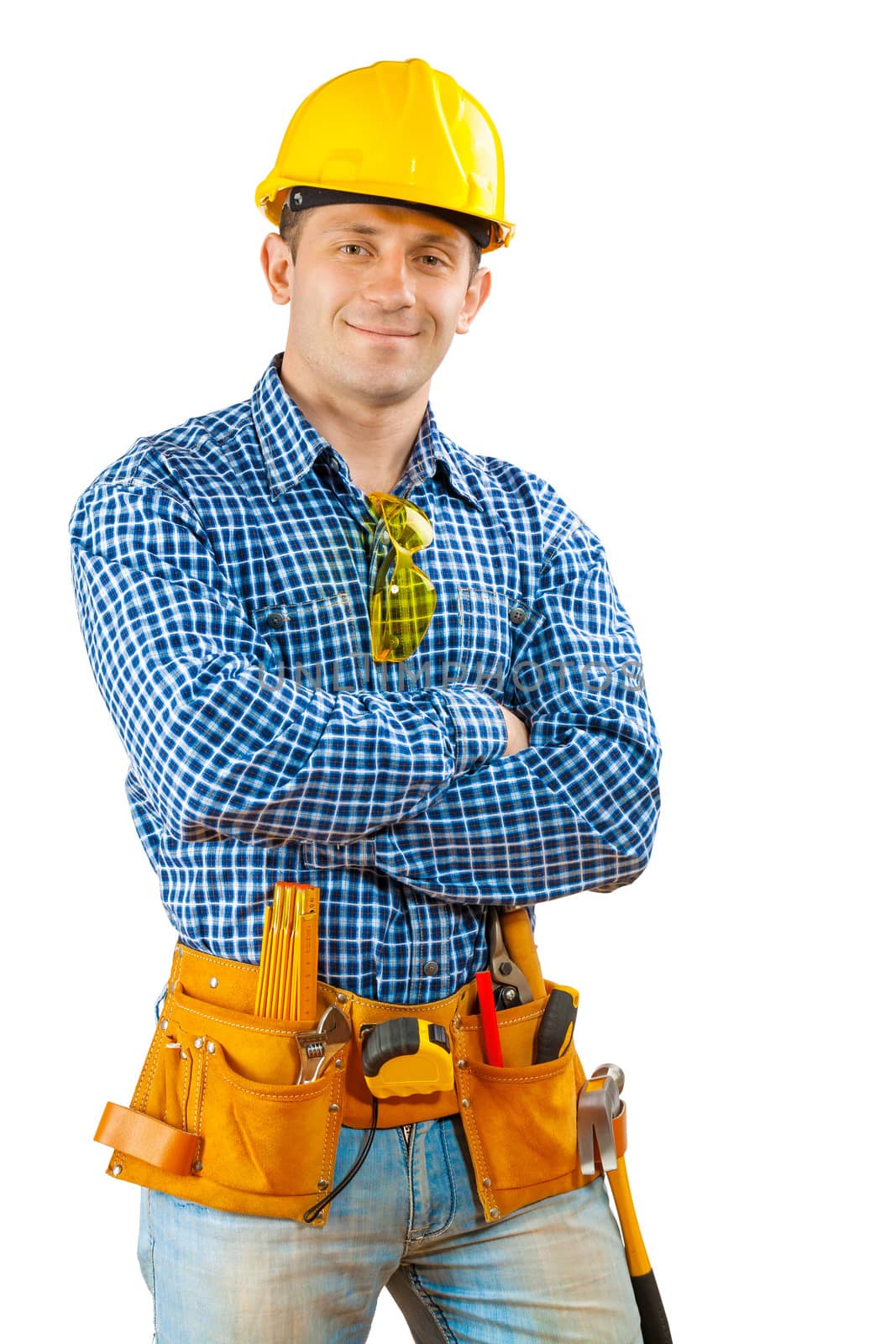 a worker in helmet