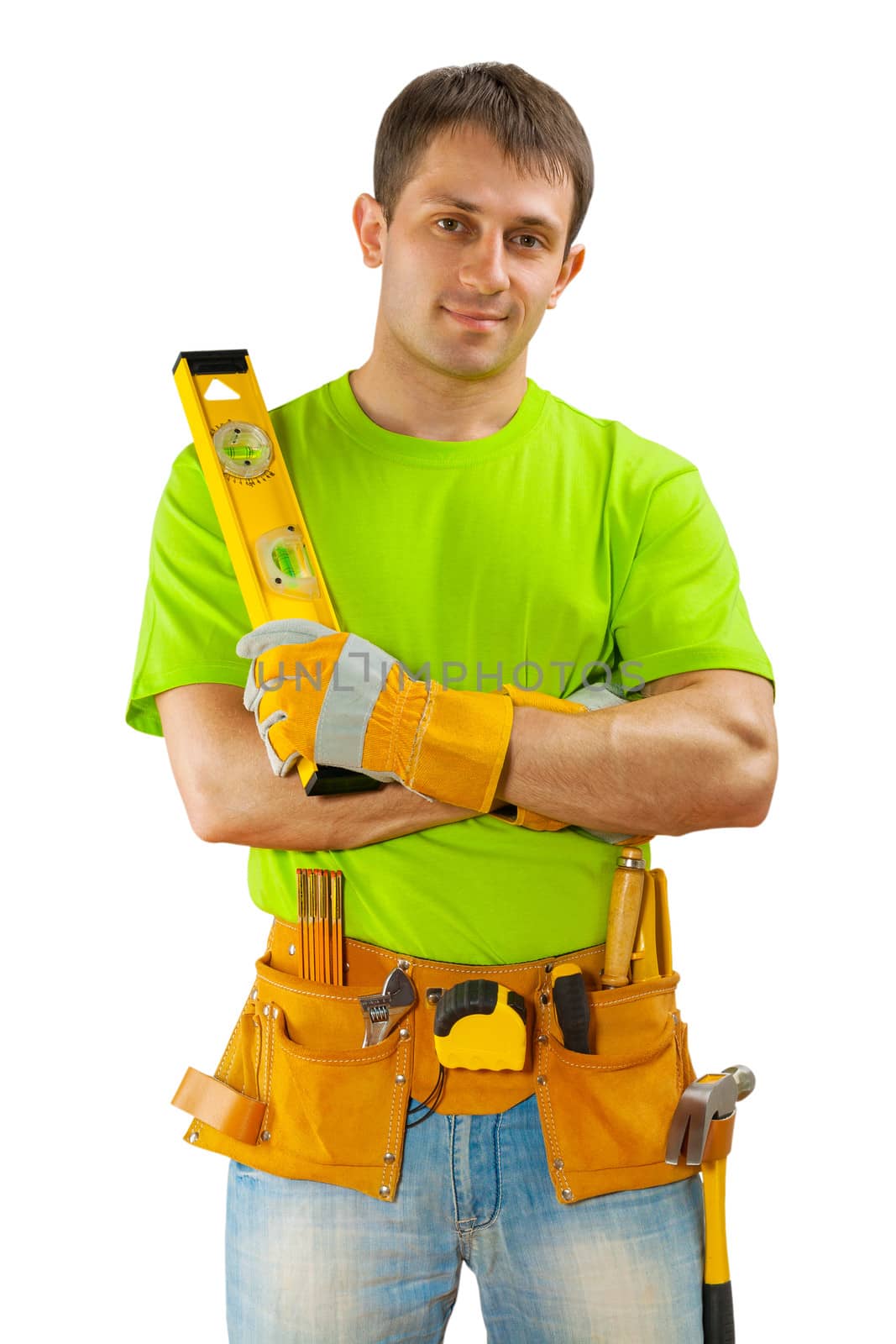 a worker on white background