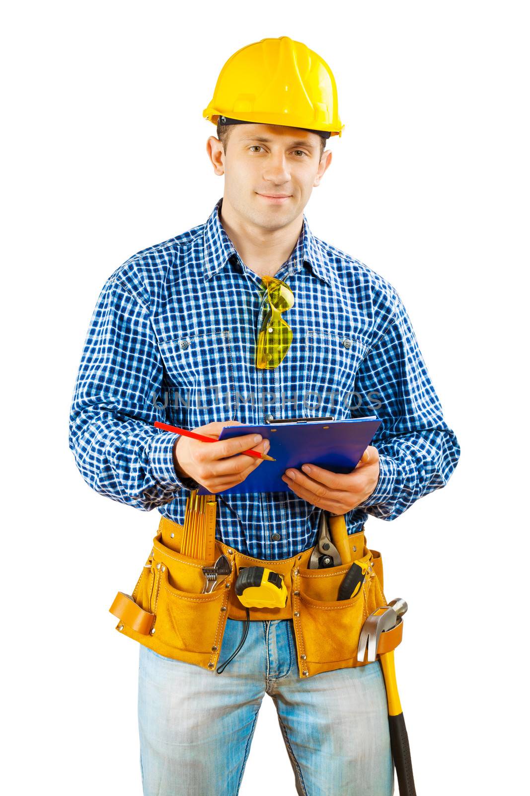a worker with clipboard isolated by mihalec