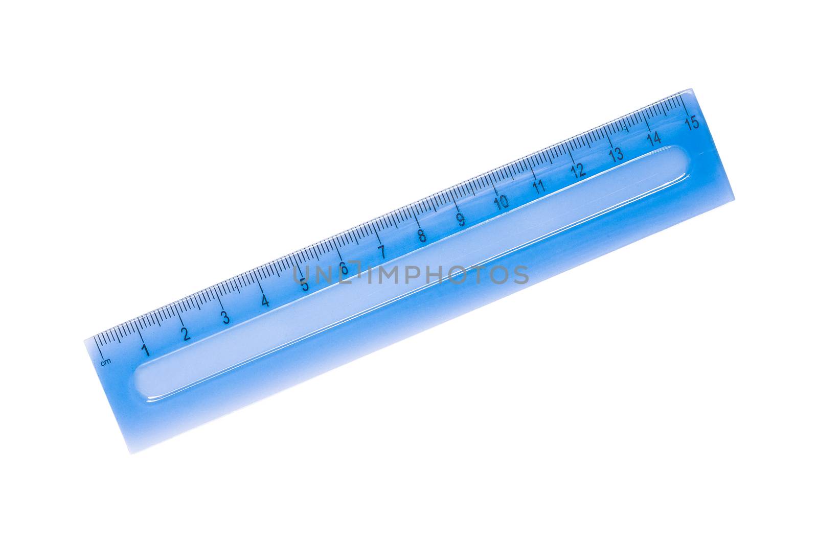 a blue school ruler isolated on white background