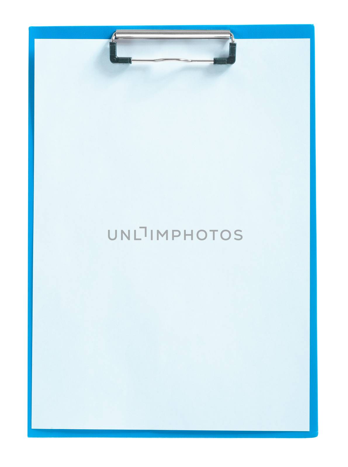 blue clipboard with sheet of paper isolated by mihalec